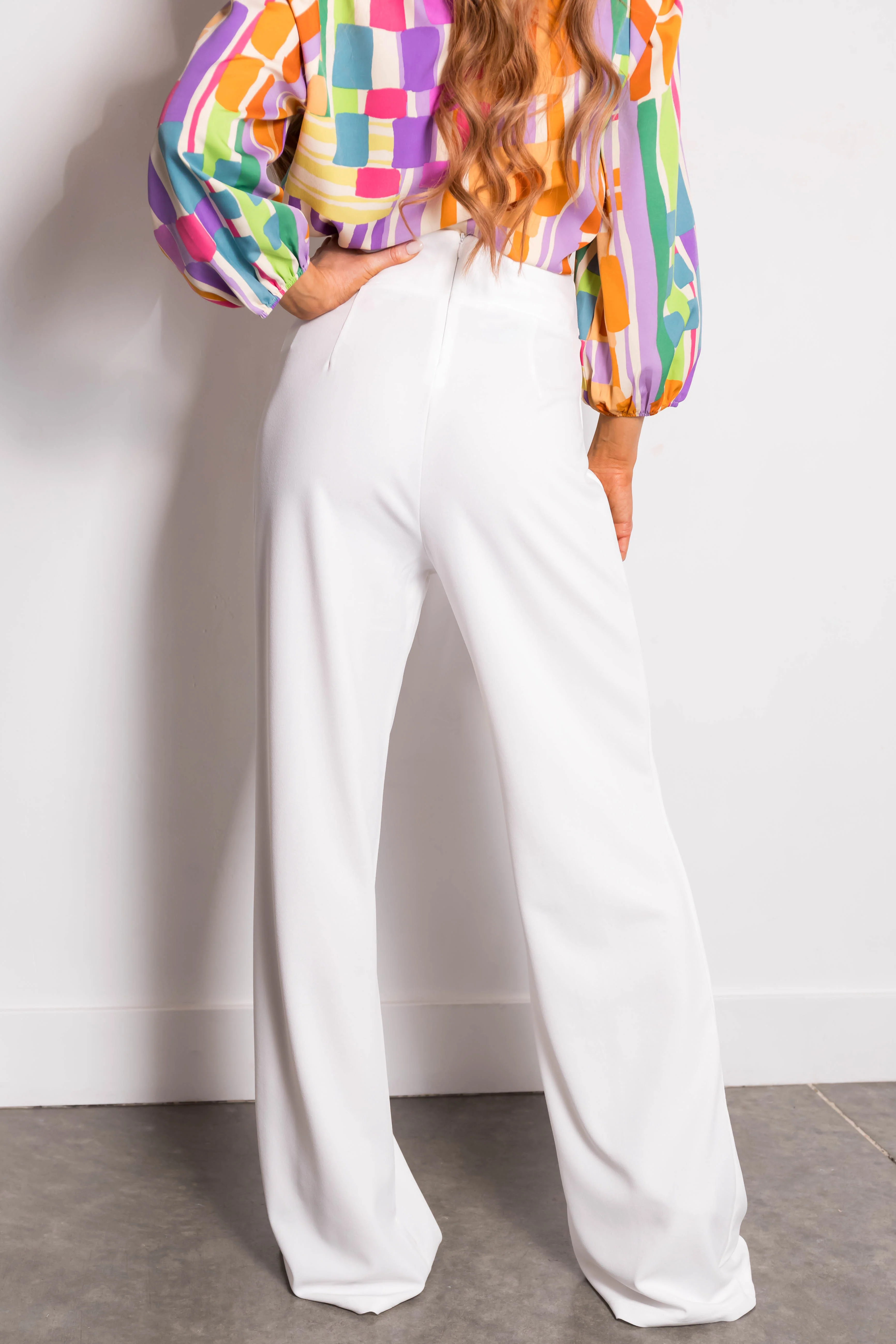 Off White Gold Buckle Wide Leg Pants - Image 4