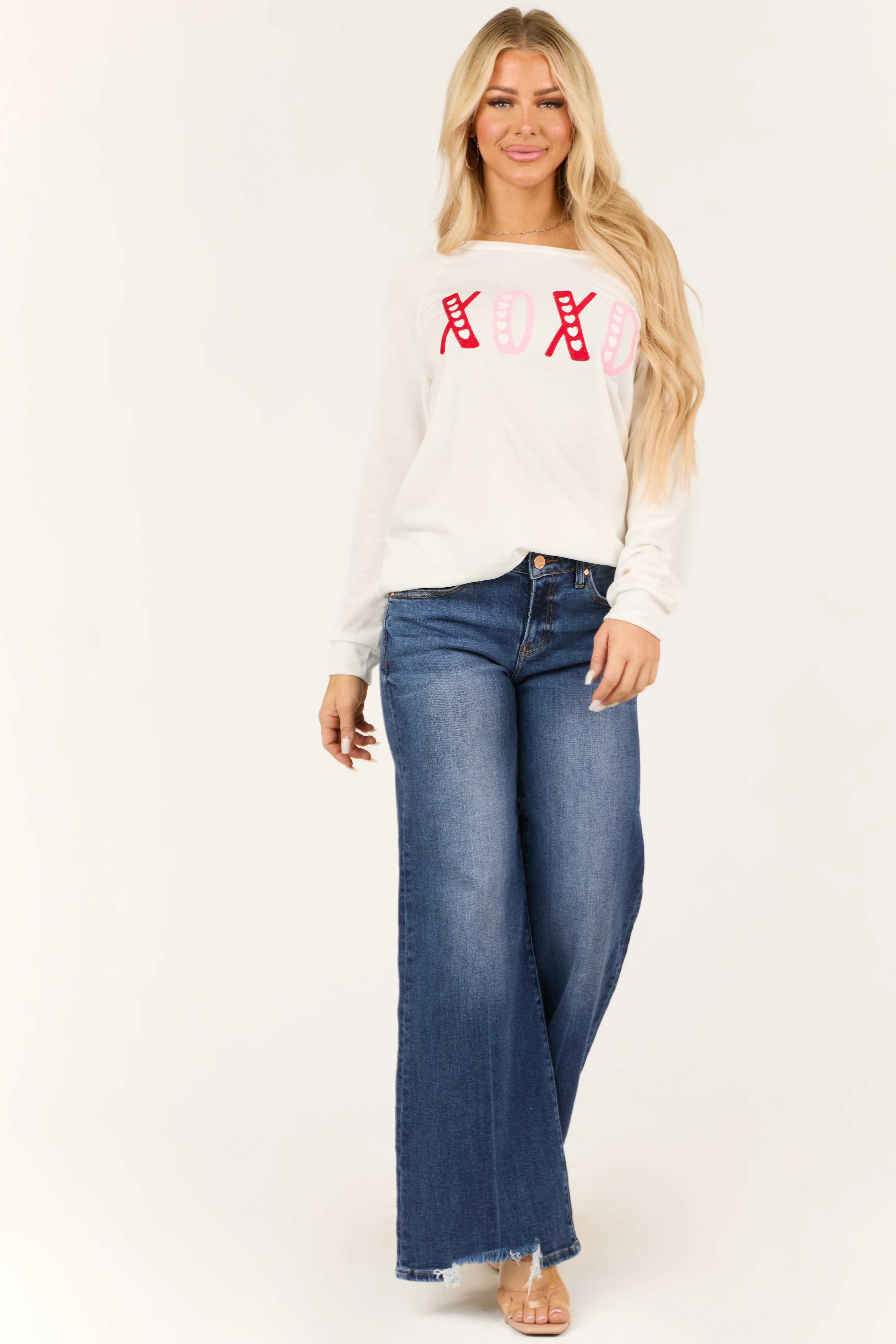 Off White 'XOXO' Embroidered Raglan Pullover Top - Image 2