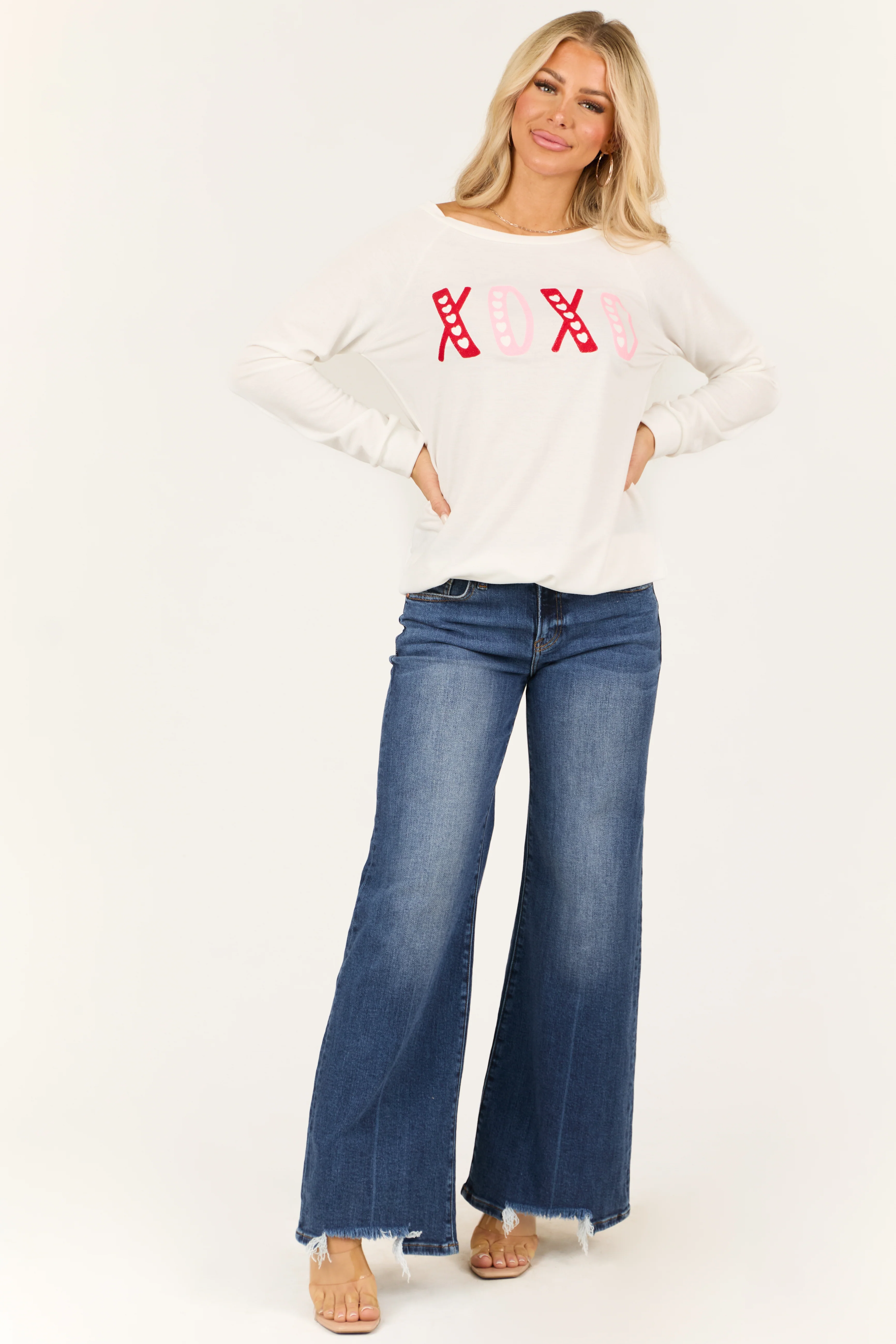 Off White 'XOXO' Embroidered Raglan Pullover Top - Image 3