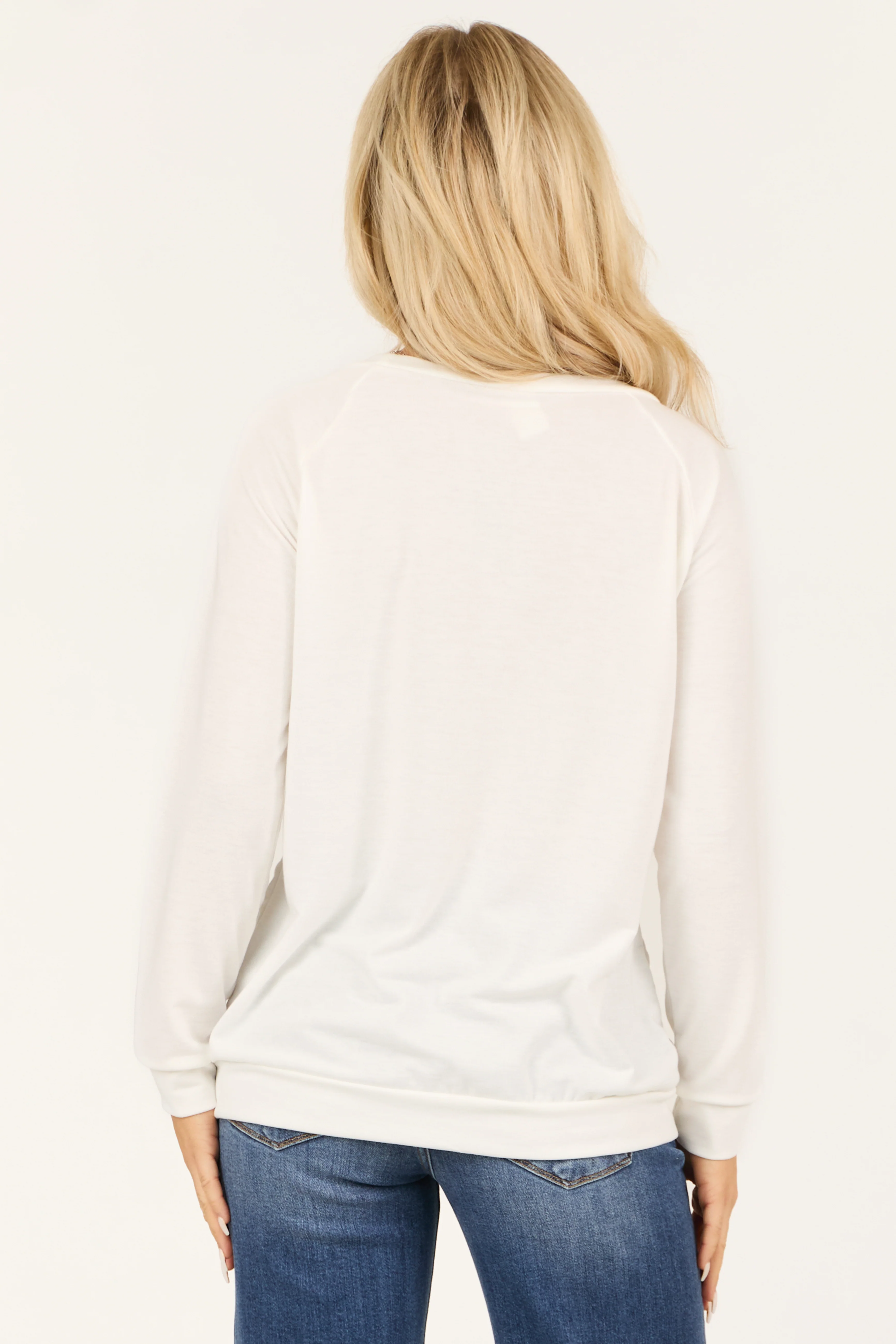 Off White 'XOXO' Embroidered Raglan Pullover Top - Image 5