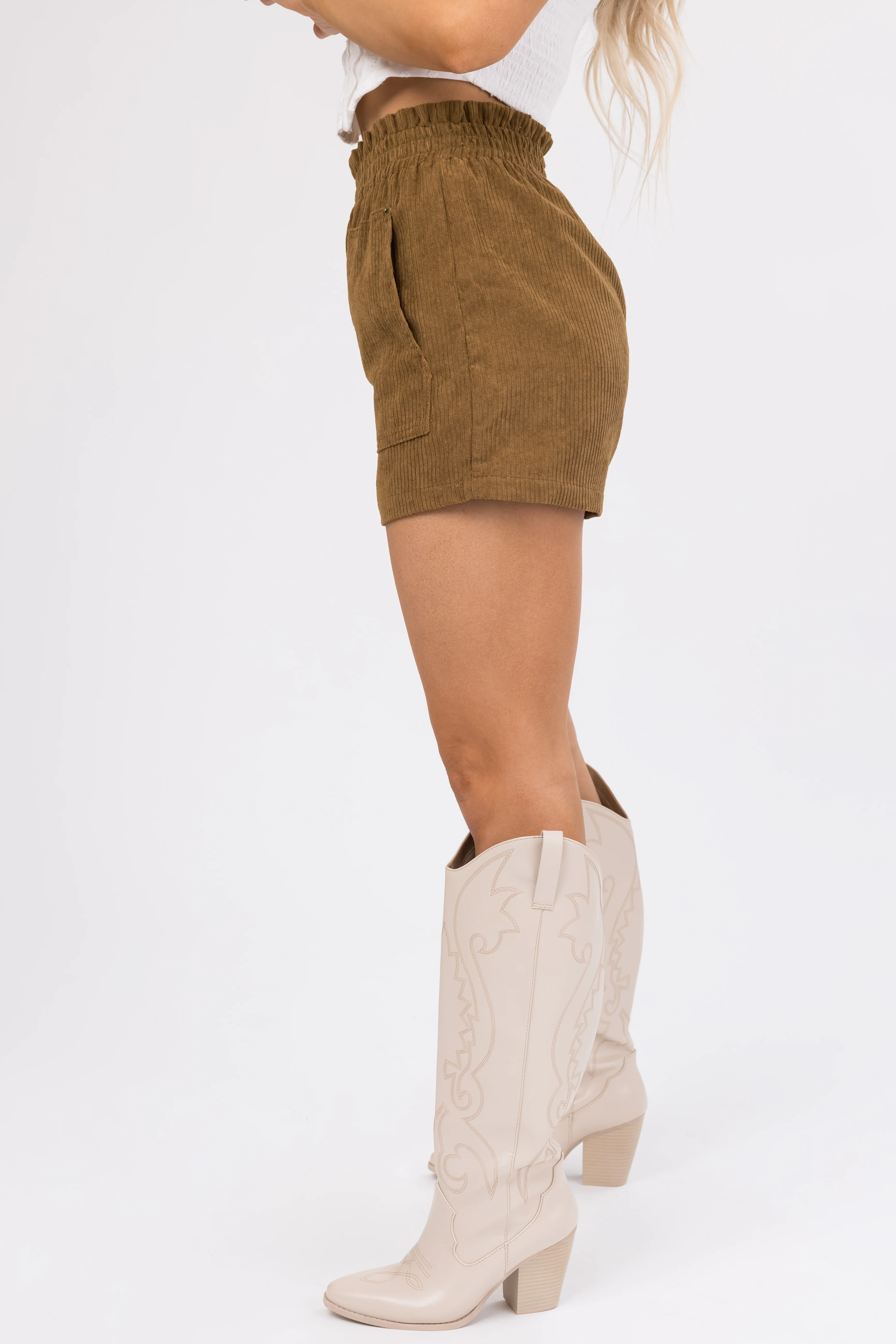 Peanut Corduroy Front Pocket Shorts - Image 3