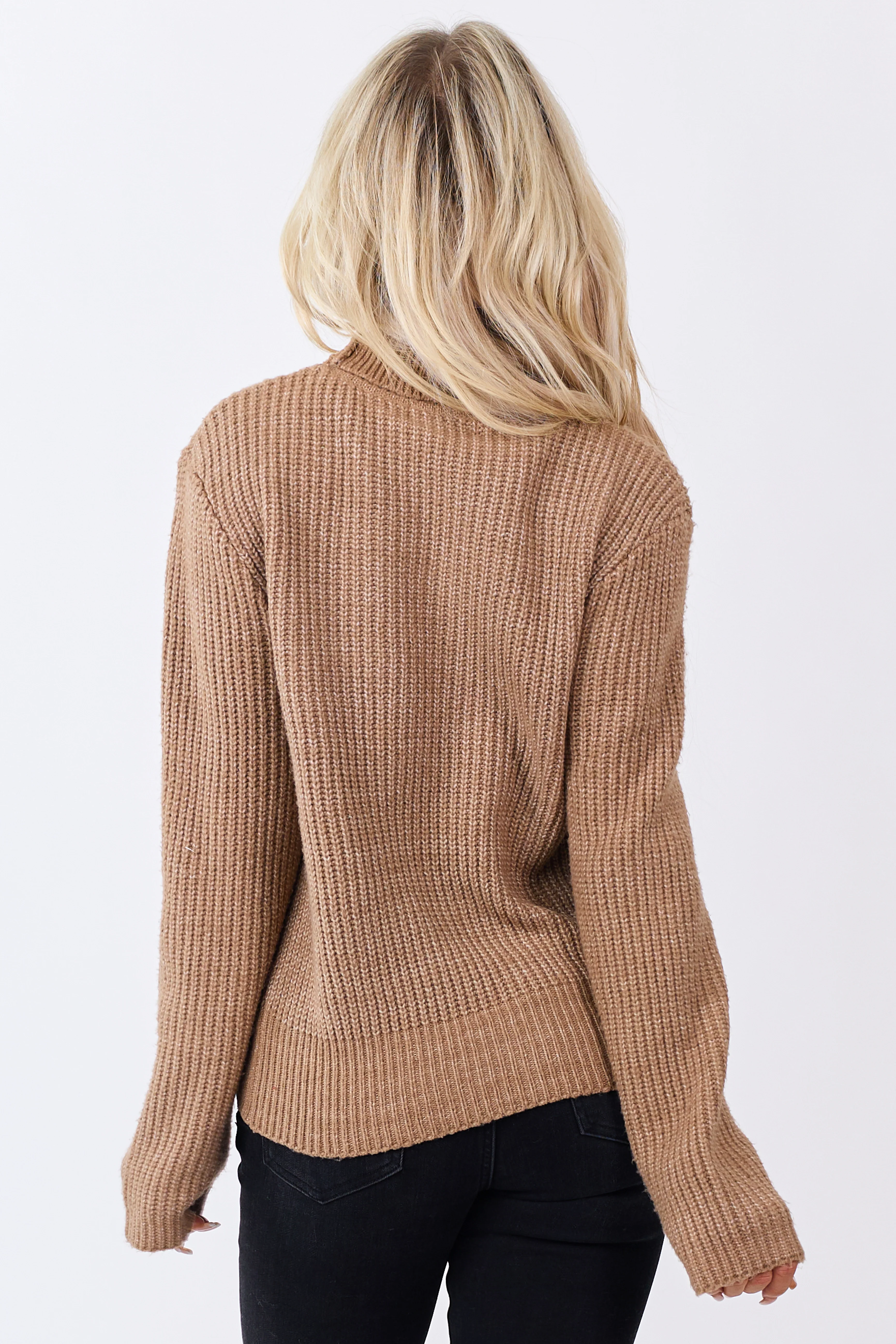 Peanut Rib Knit Turtleneck Long Sleeve Sweater - Image 5