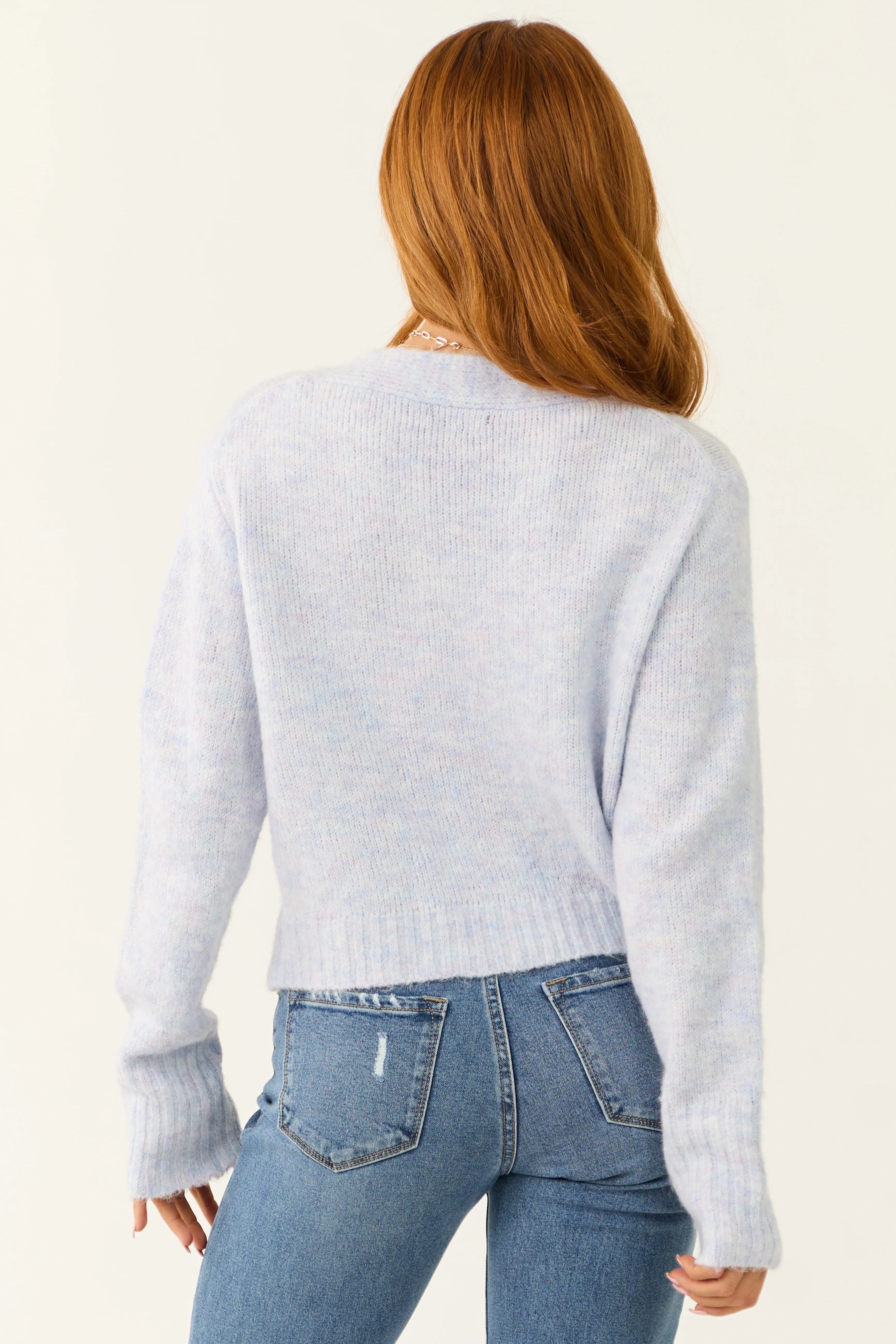 Periwinkle Button Down Textured Knit Cardigan - Image 6
