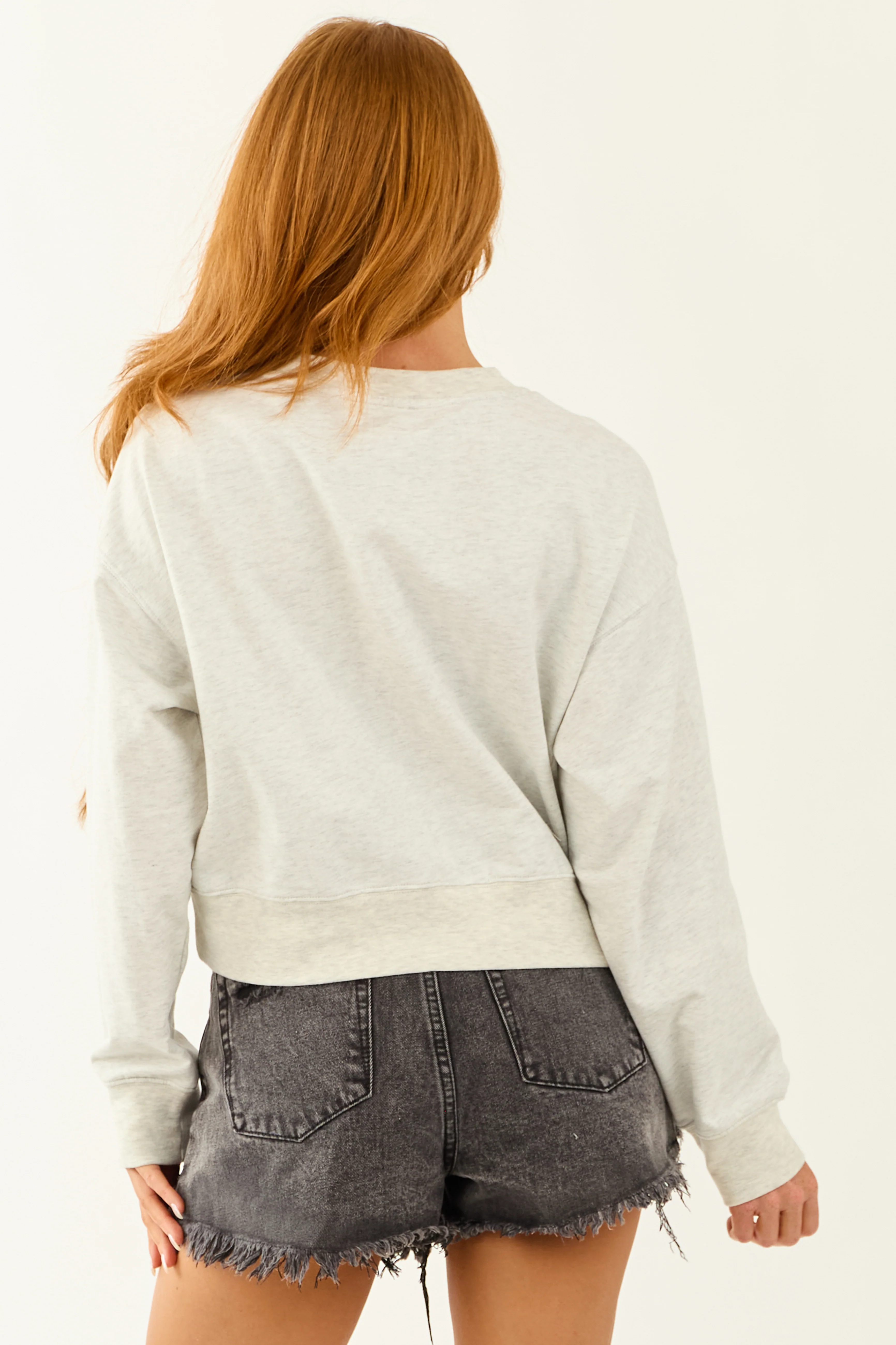 Pewter Grey 'USA' Graphic Cropped Sweatshirt - Image 6