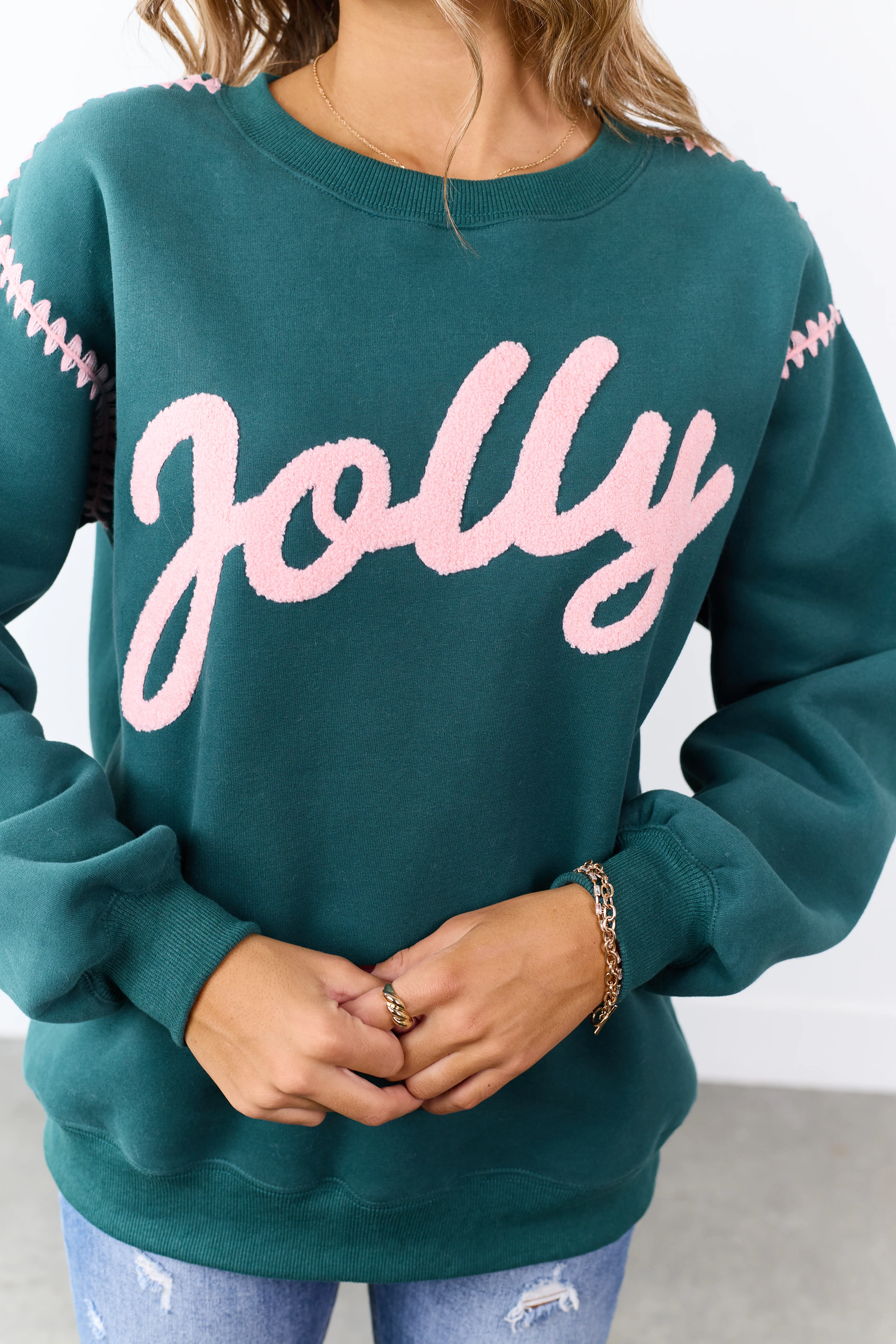 Pine 'Jolly' Graphic Contrast Stitching Sweatshirt - Image 3