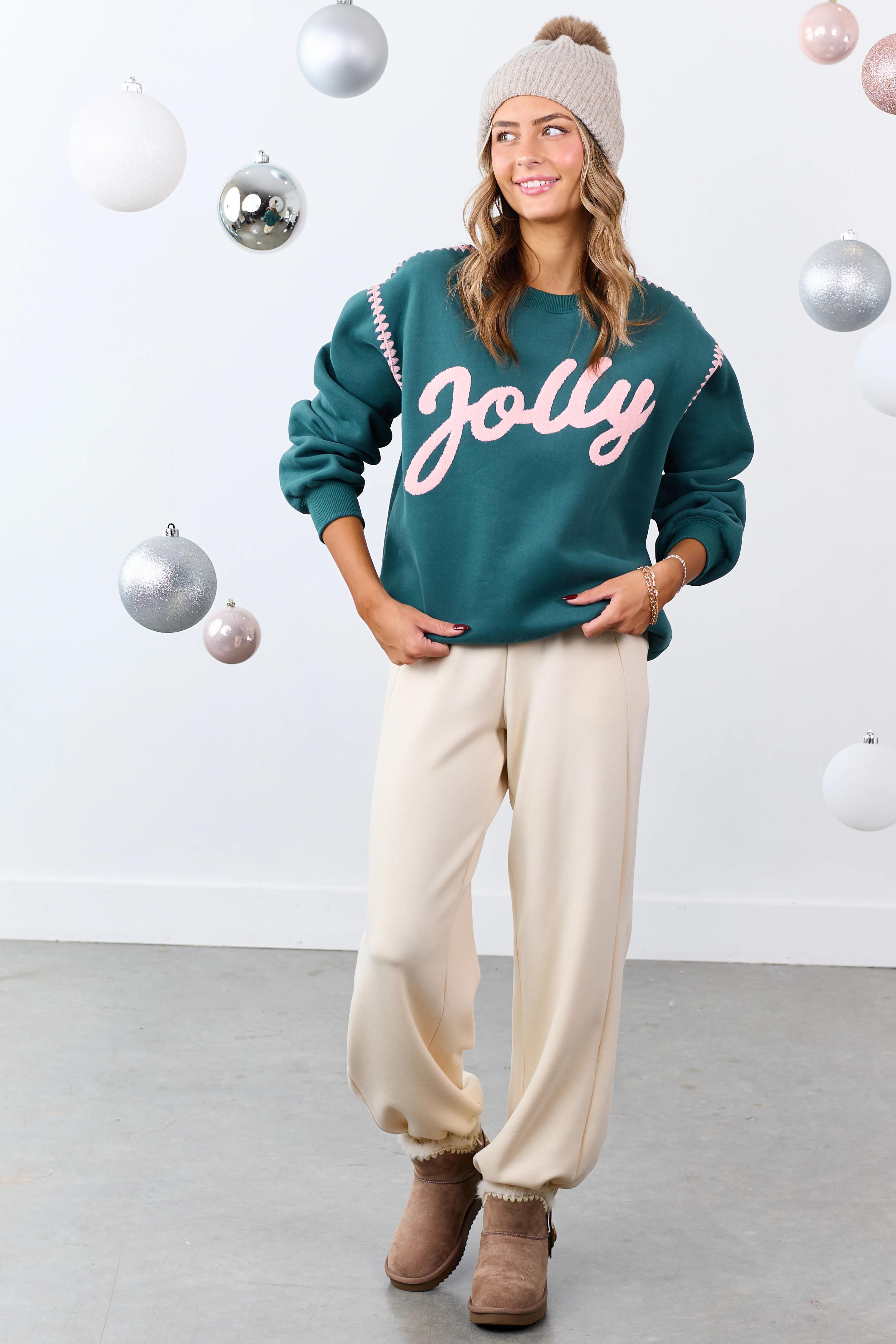 Pine 'Jolly' Graphic Contrast Stitching Sweatshirt - Image 4
