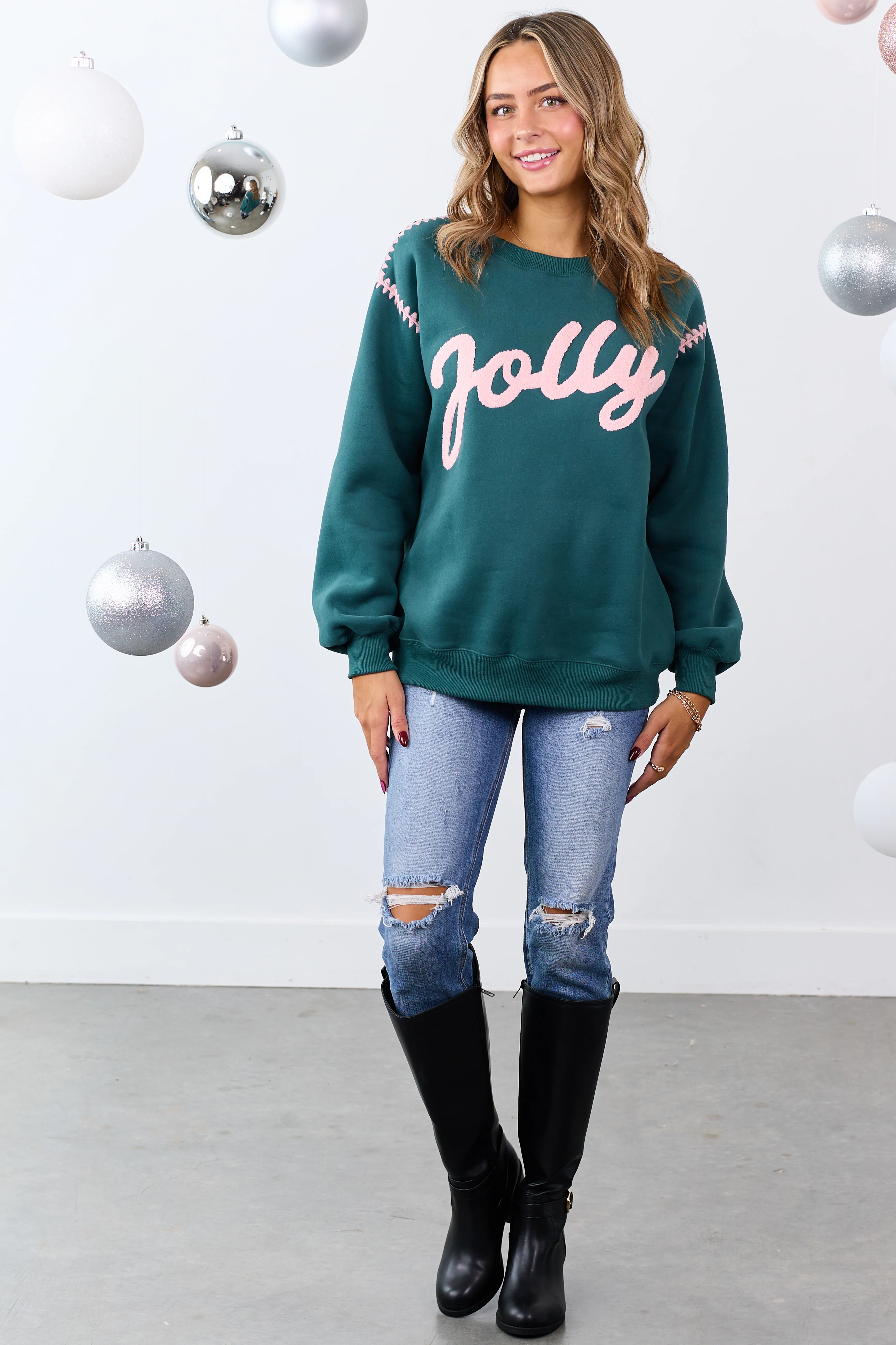 Pine 'Jolly' Graphic Contrast Stitching Sweatshirt - Image 6