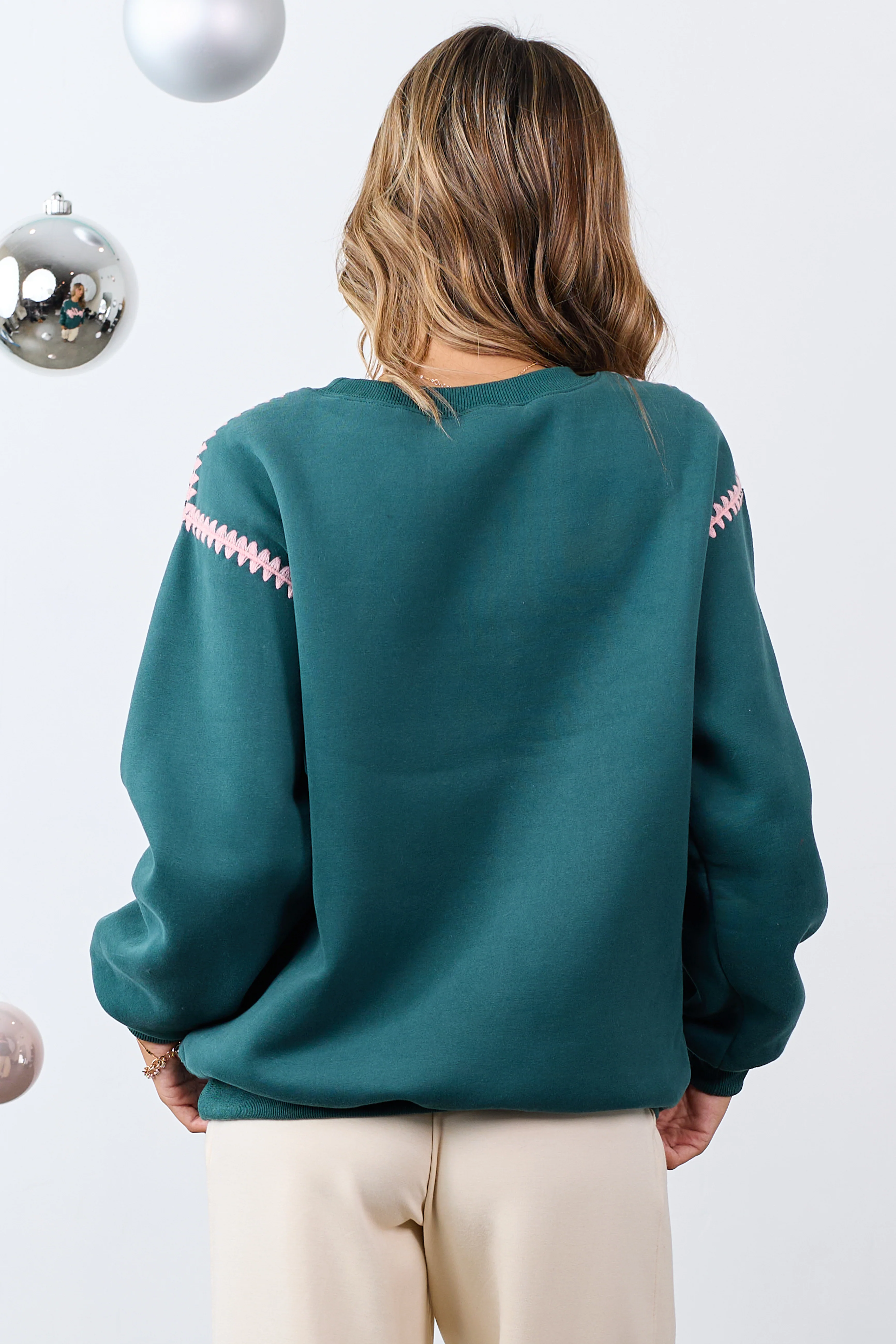 Pine 'Jolly' Graphic Contrast Stitching Sweatshirt - Image 8