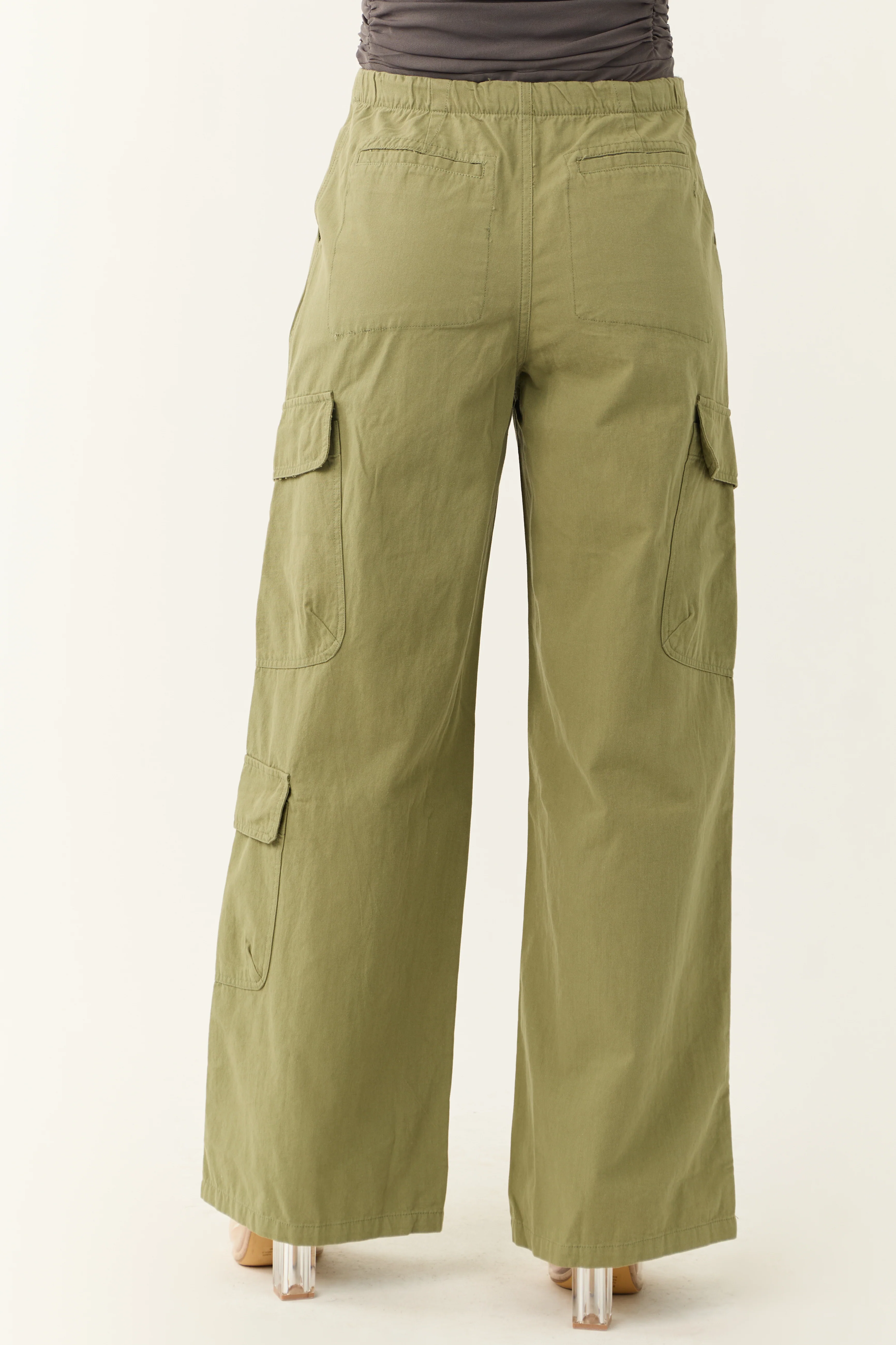 Pistachio Mid Rise Wide Leg Cargo Pants - Image 4