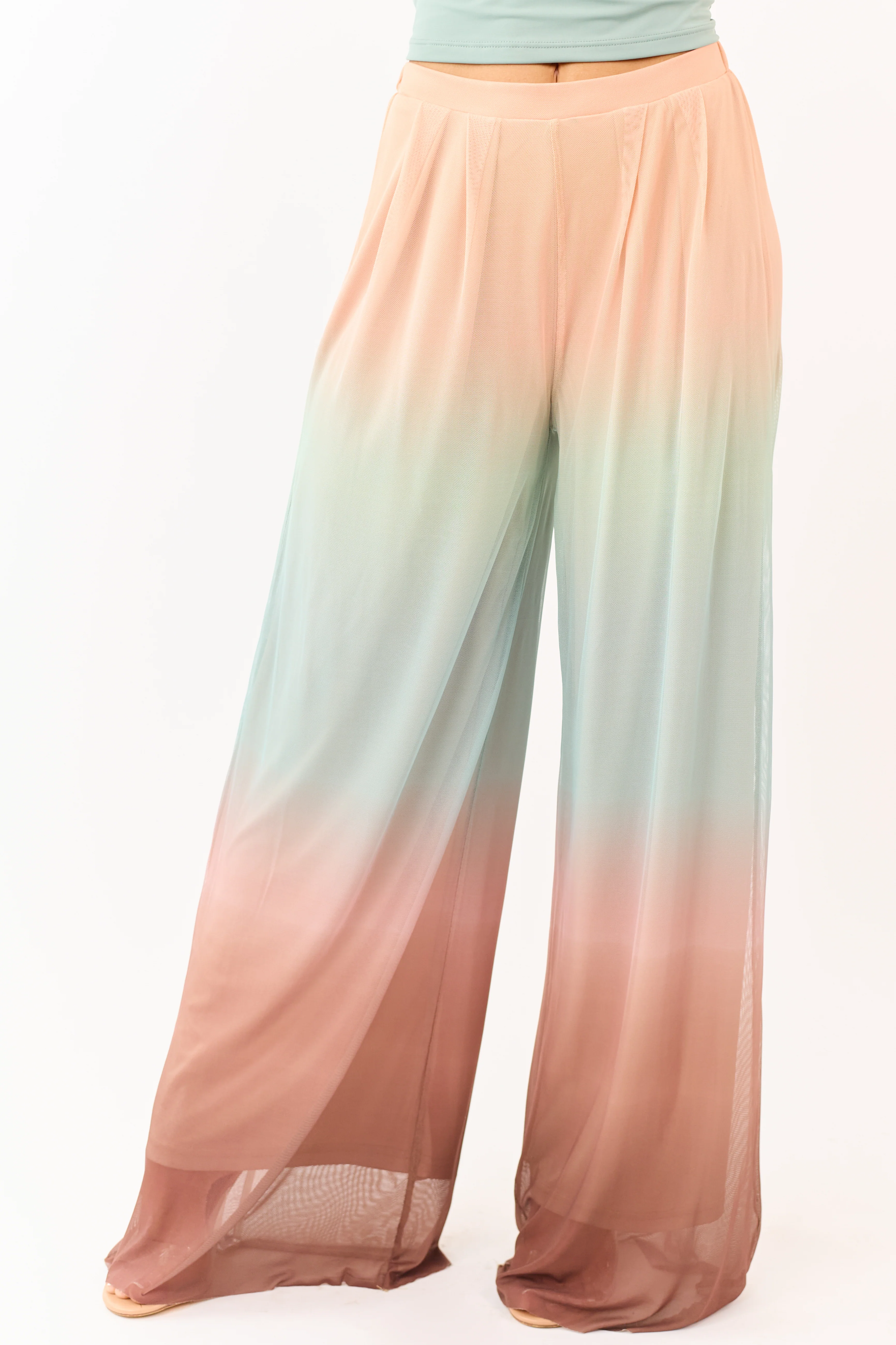 Promesa Multicolor Ombre Mesh Palazzo Pants - Image 2