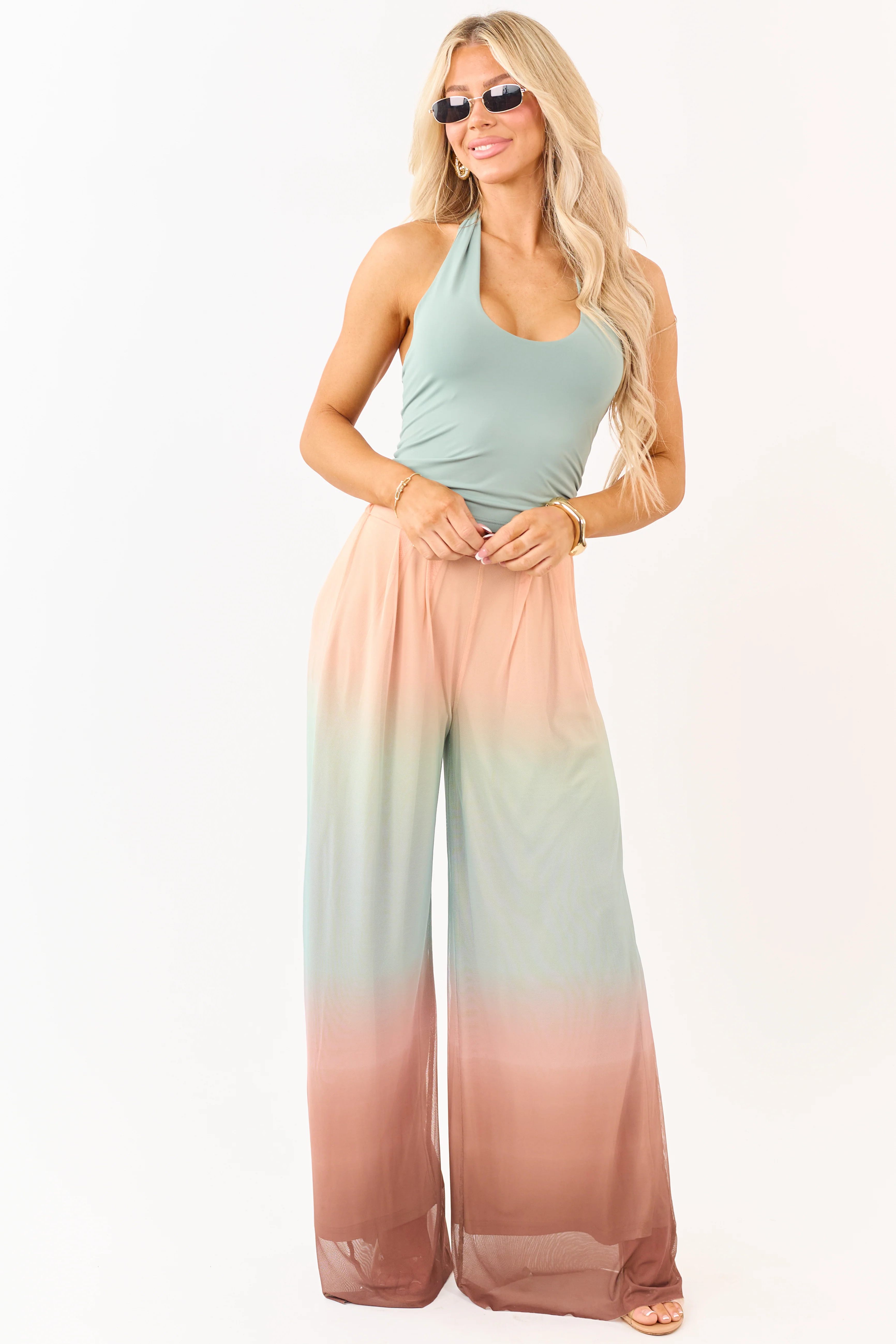 Promesa Multicolor Ombre Mesh Palazzo Pants - Image 5