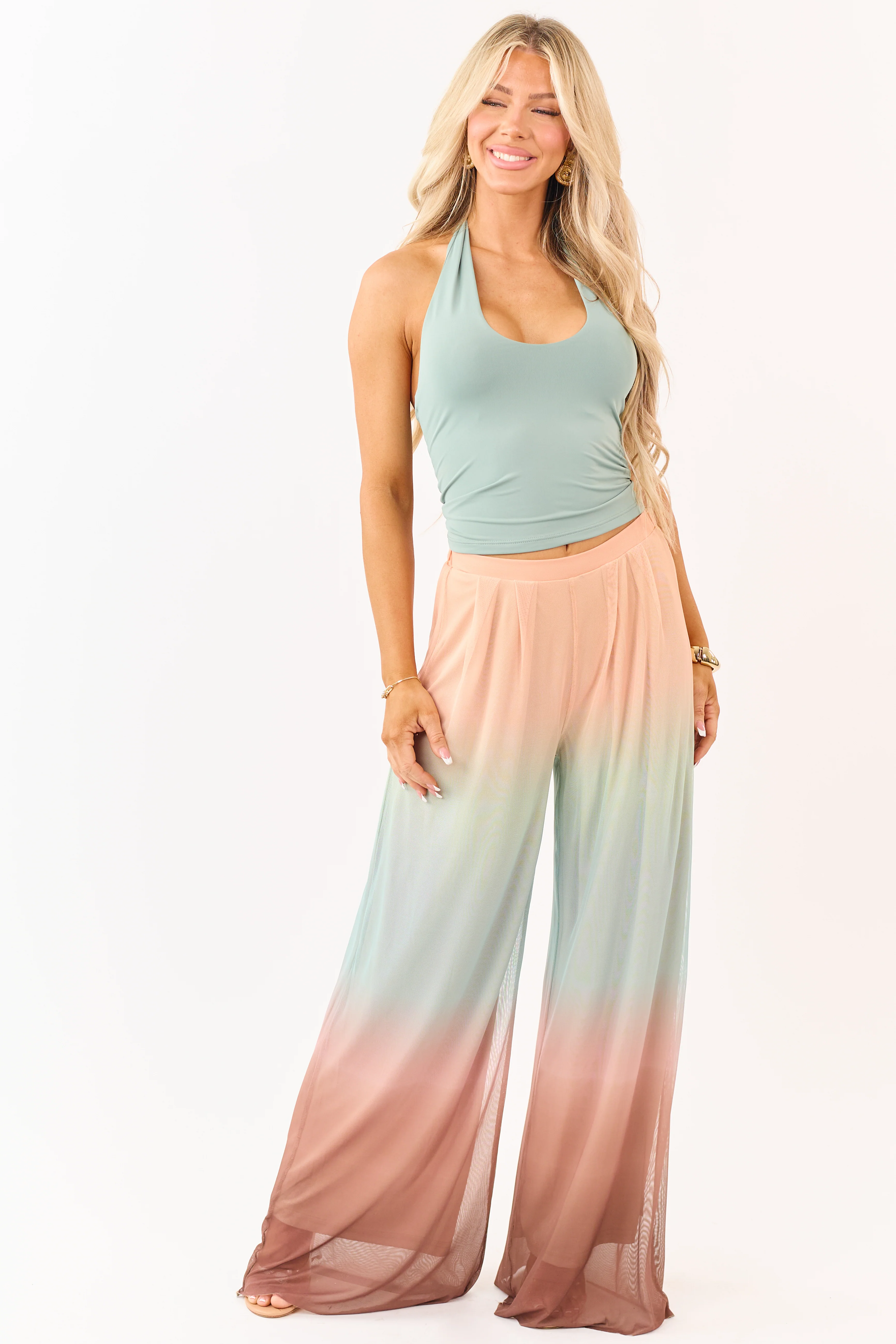 Promesa Multicolor Ombre Mesh Palazzo Pants - Image 7