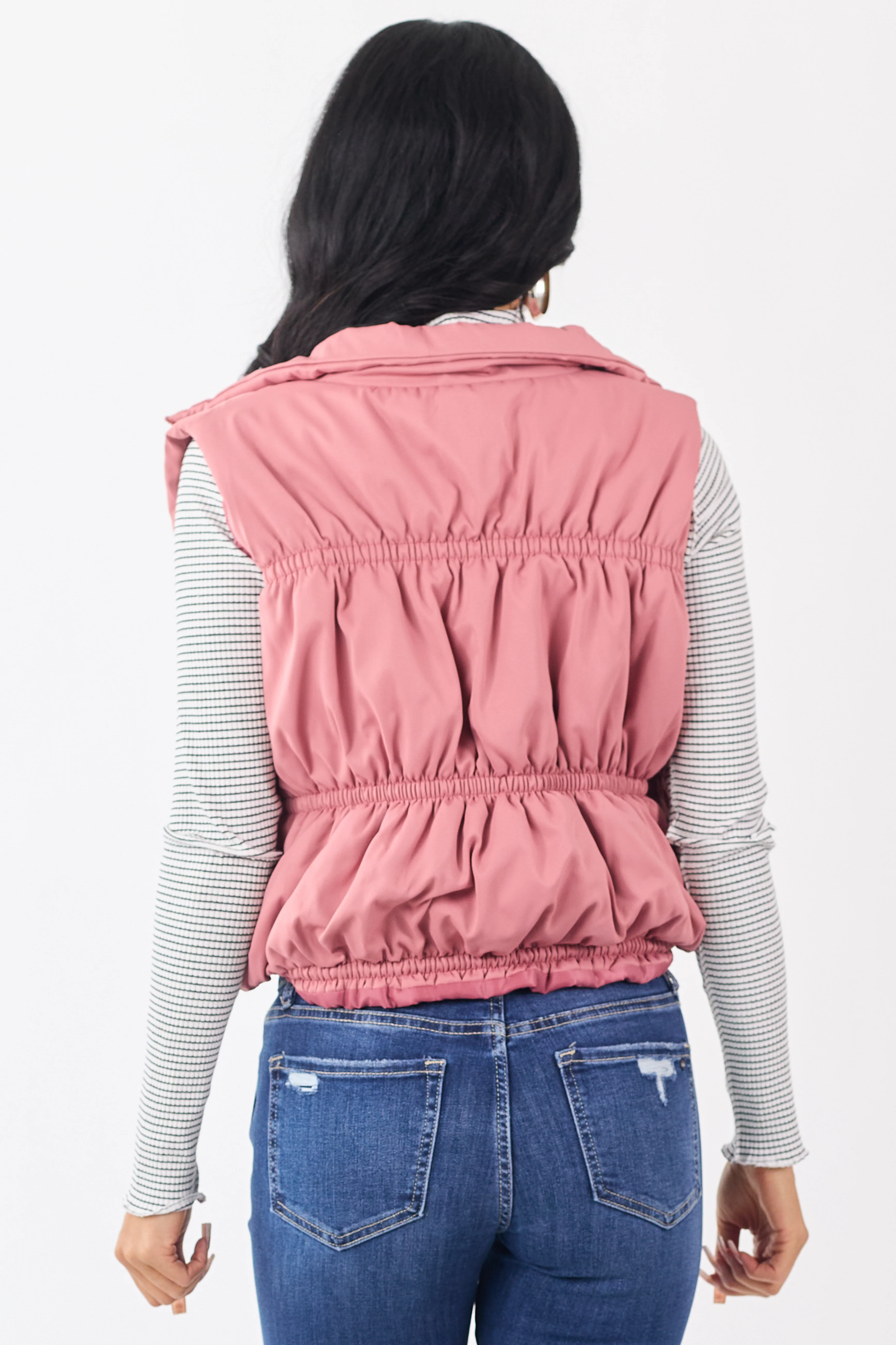 Punch Ruched Zip Up Puffer Vest - Image 6