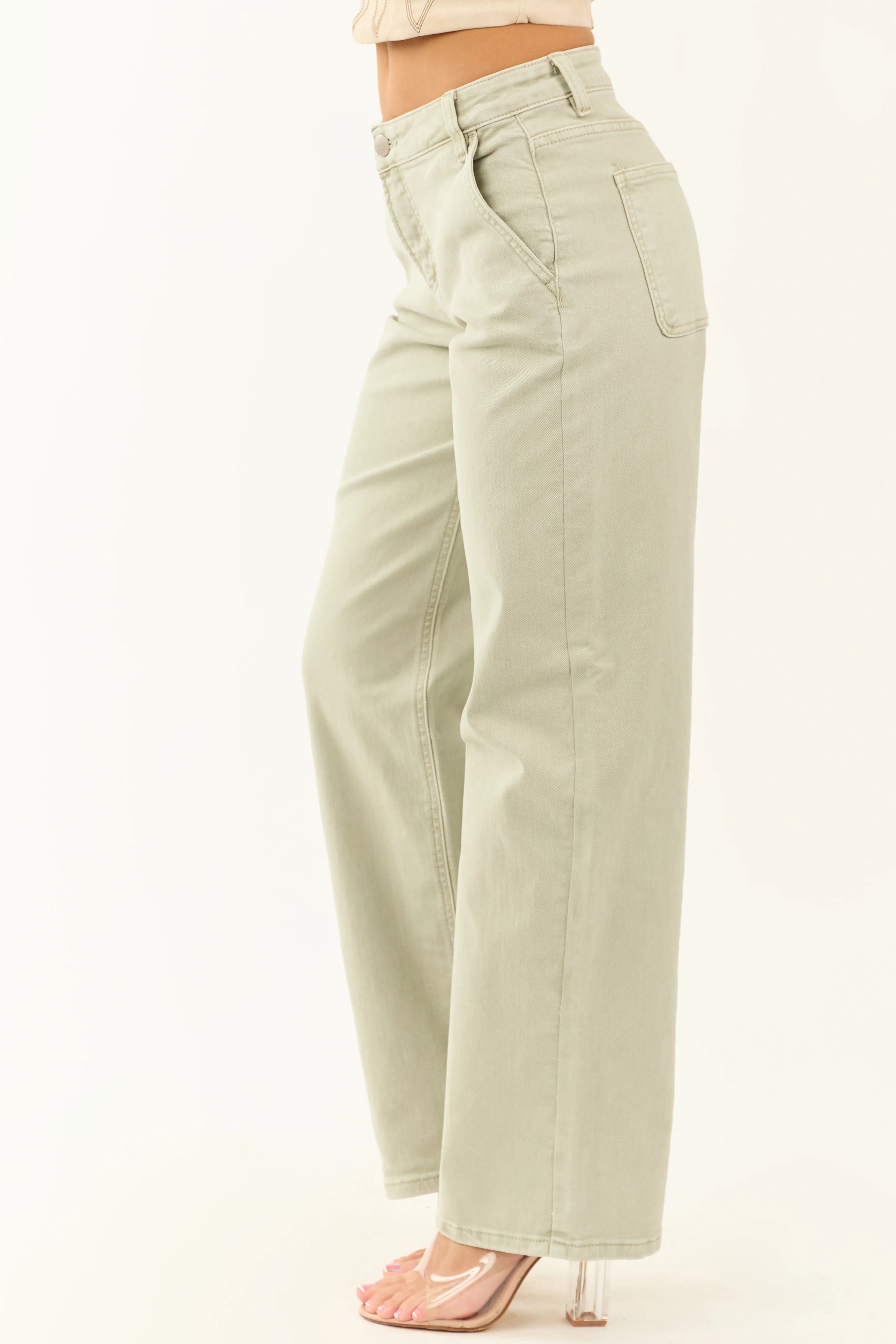 Risen Sage Tummy Control Baggy Wide Stretchy Jeans - Image 3