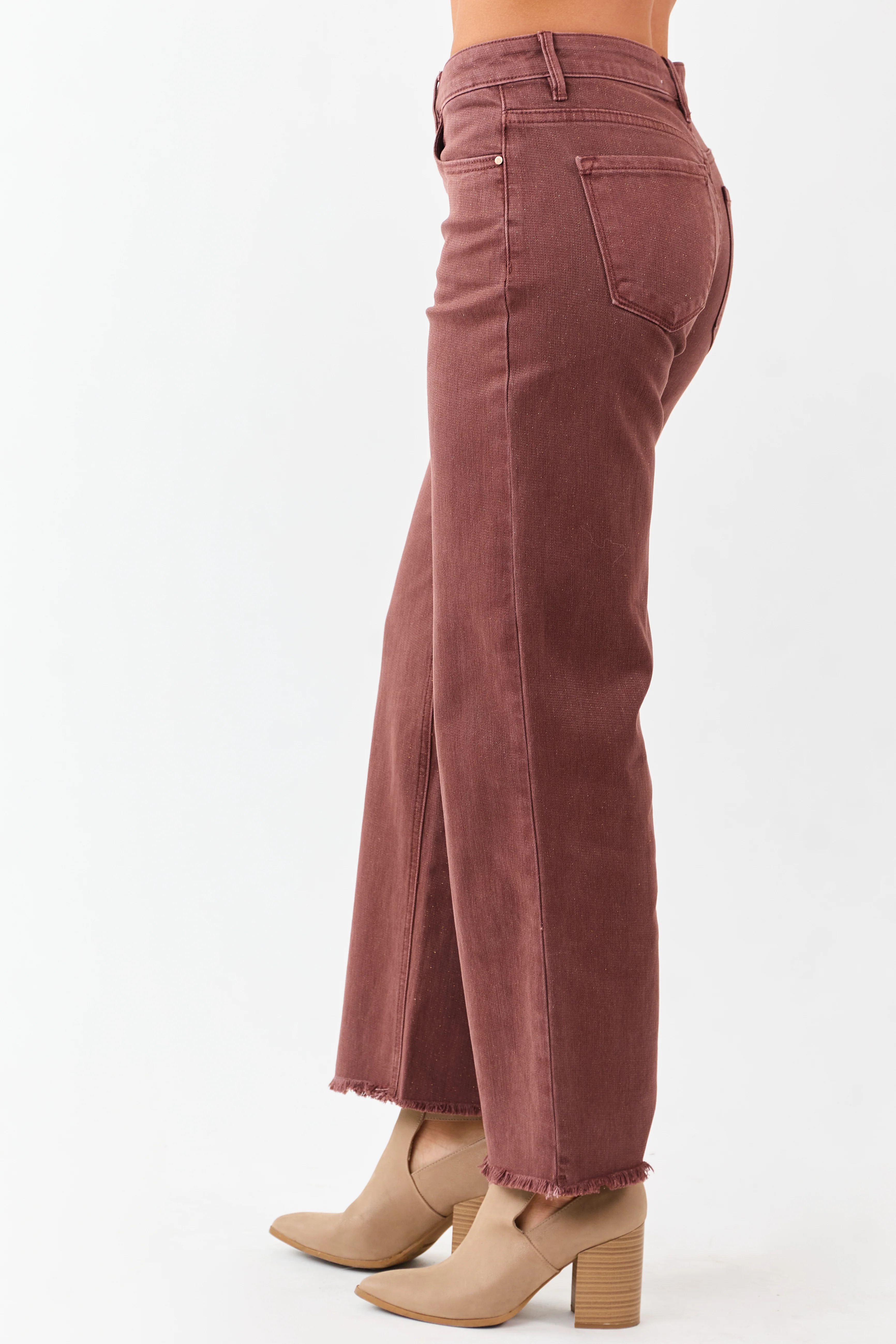 Risen Sienna Tummy Control Lurex Stretchy Wide Jeans - Image 3