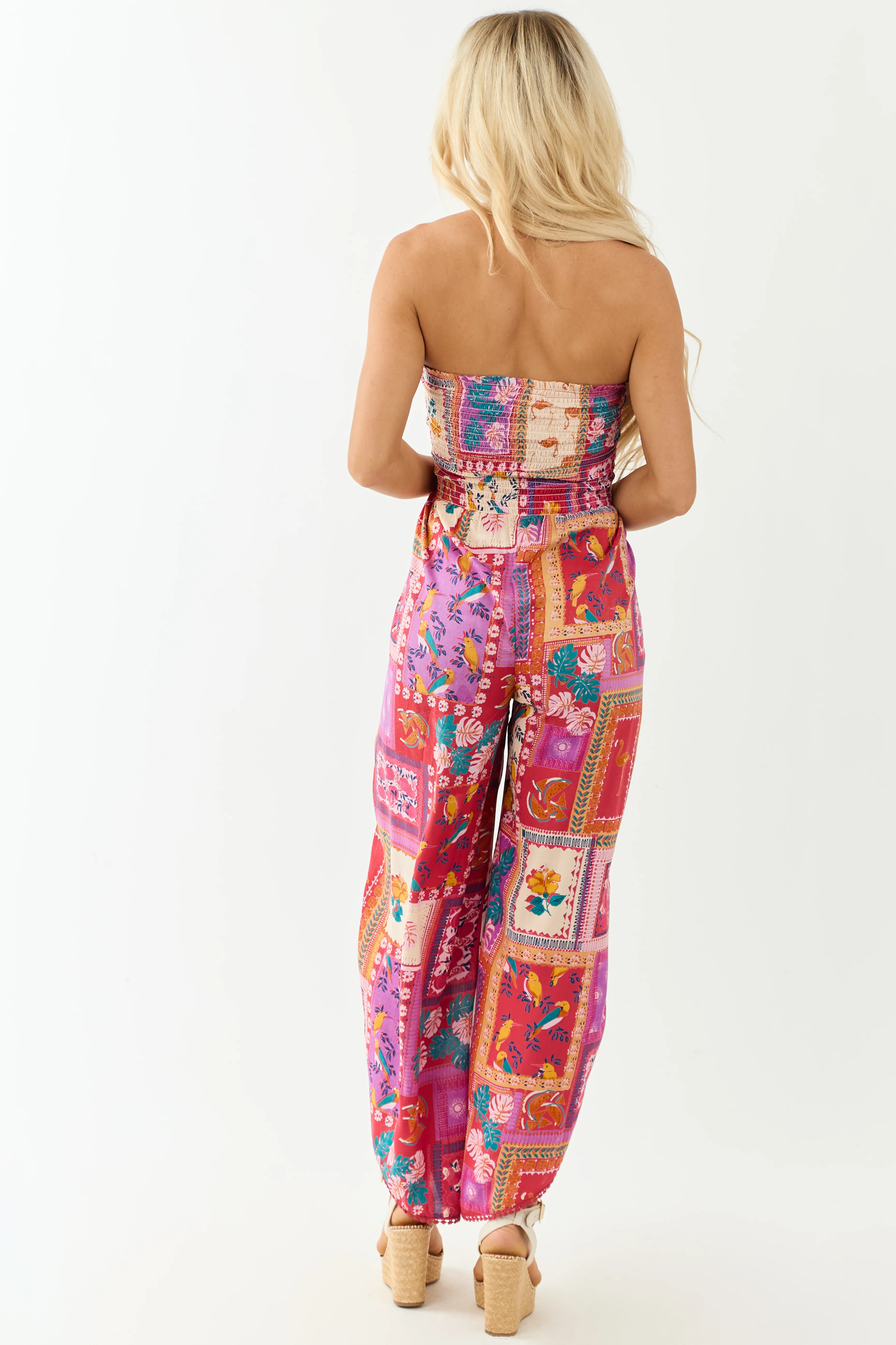 Ruby Abstract Print Strapless Side Slit Jumpsuit - Image 6