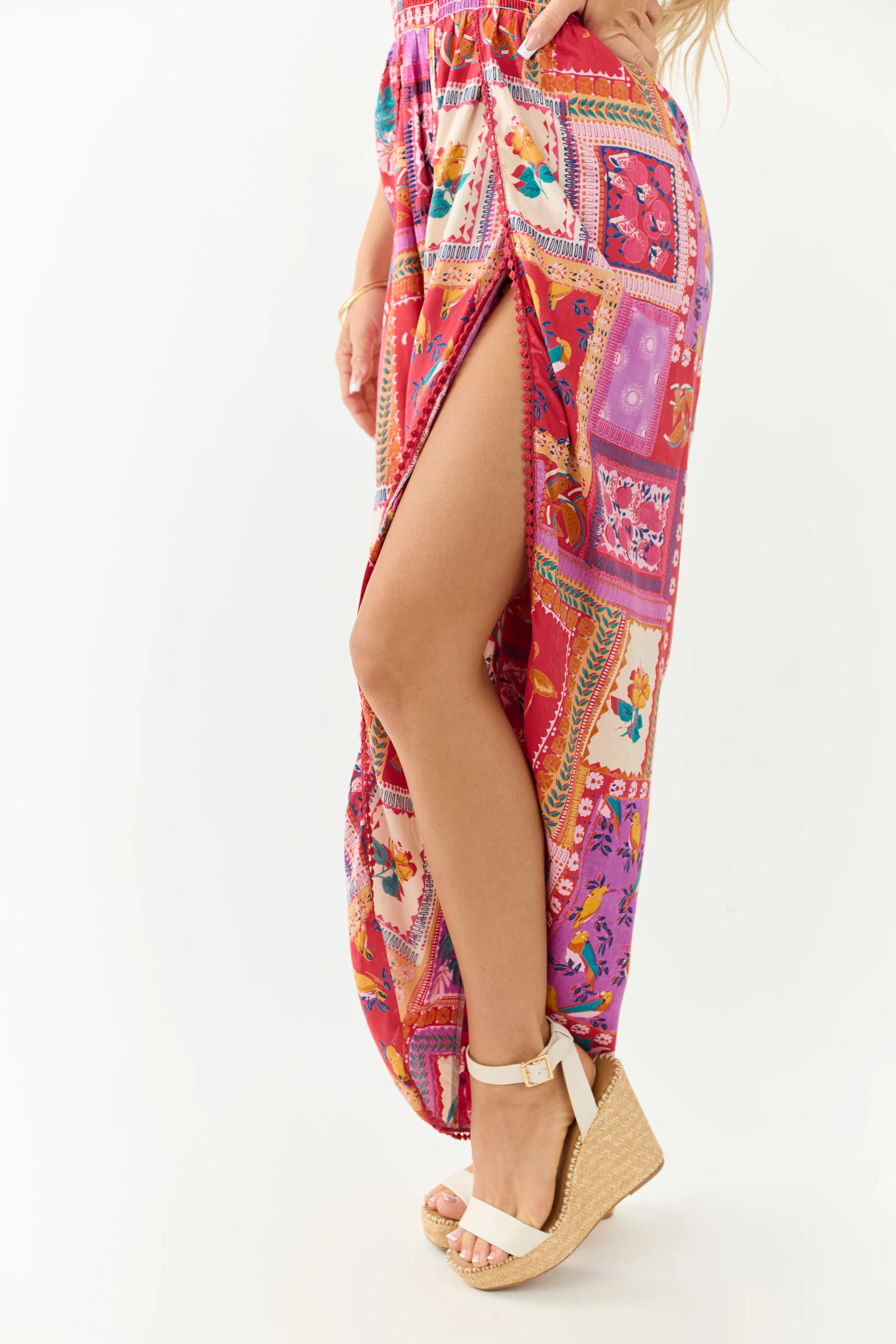 Ruby Abstract Print Strapless Side Slit Jumpsuit - Image 7