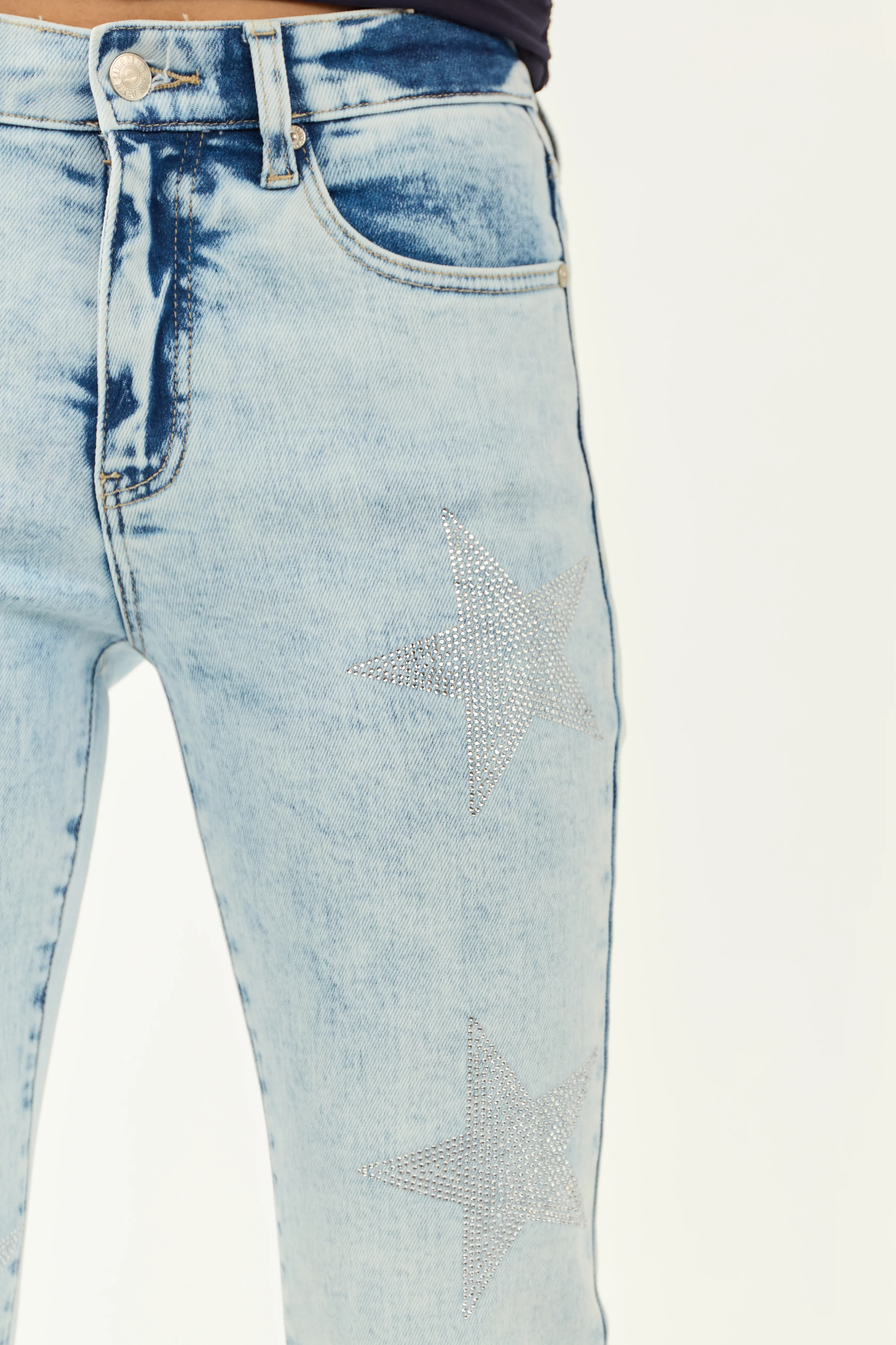 Saige Light Tummy Control Star Pattern Flare Jeans - Image 2