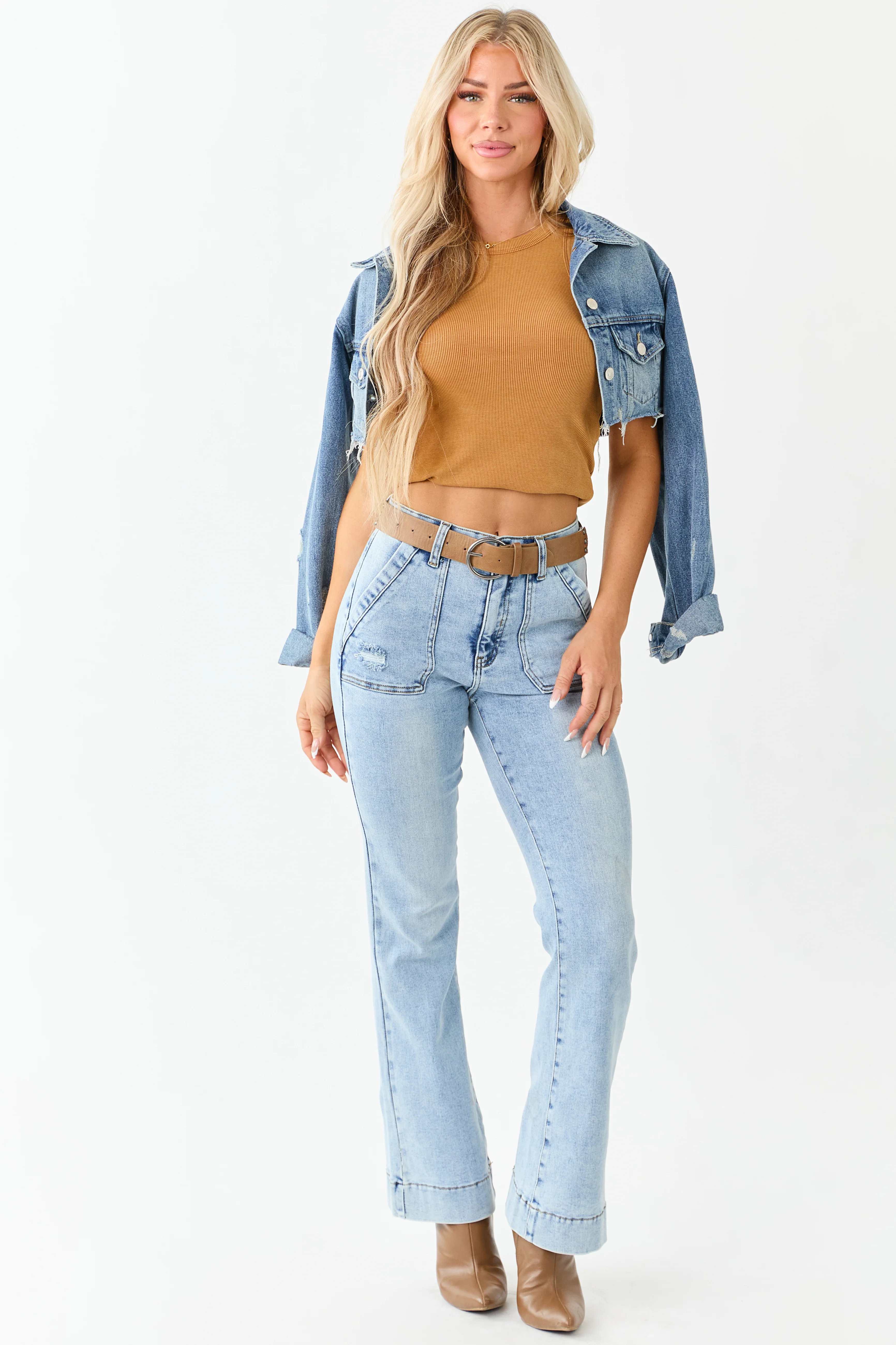 Saige Light Tummy Control Stretchy Bootcut Jeans - Image 7