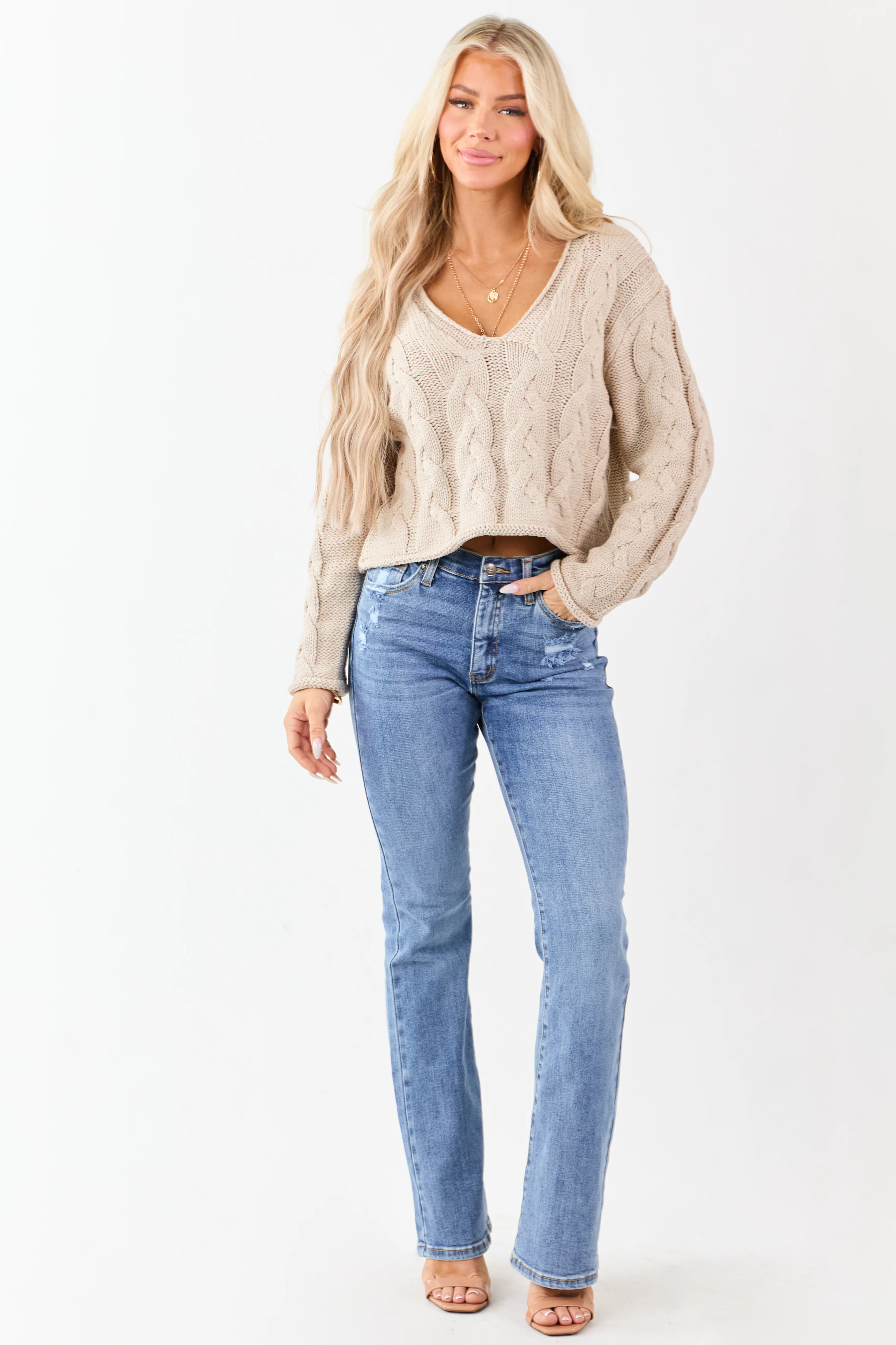 Saige Medium Tummy Control Stretchy Slim Bootcut Jeans - Image 7