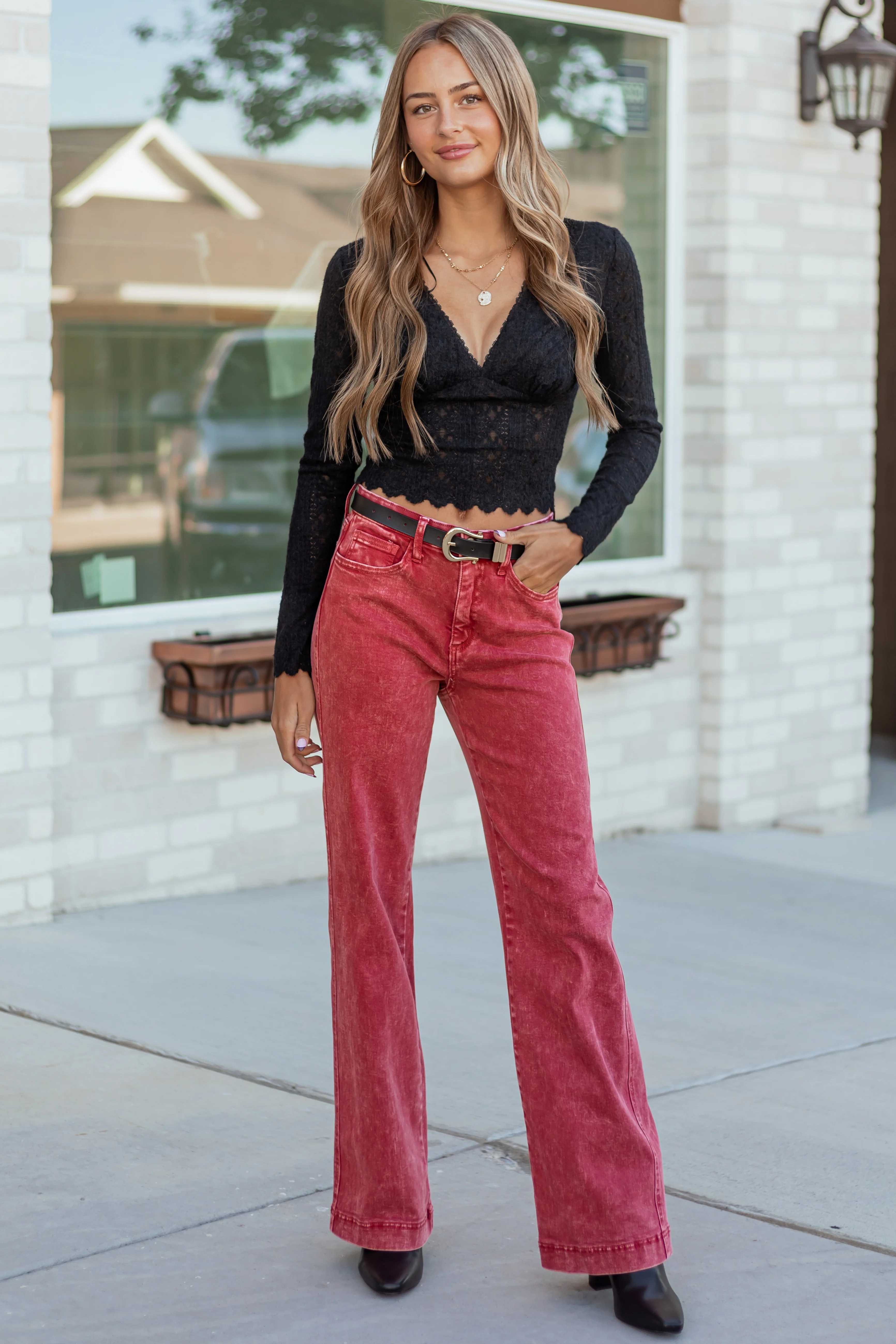 Saige Ruby Tummy Control Straight Stretchy Jeans - Image 2