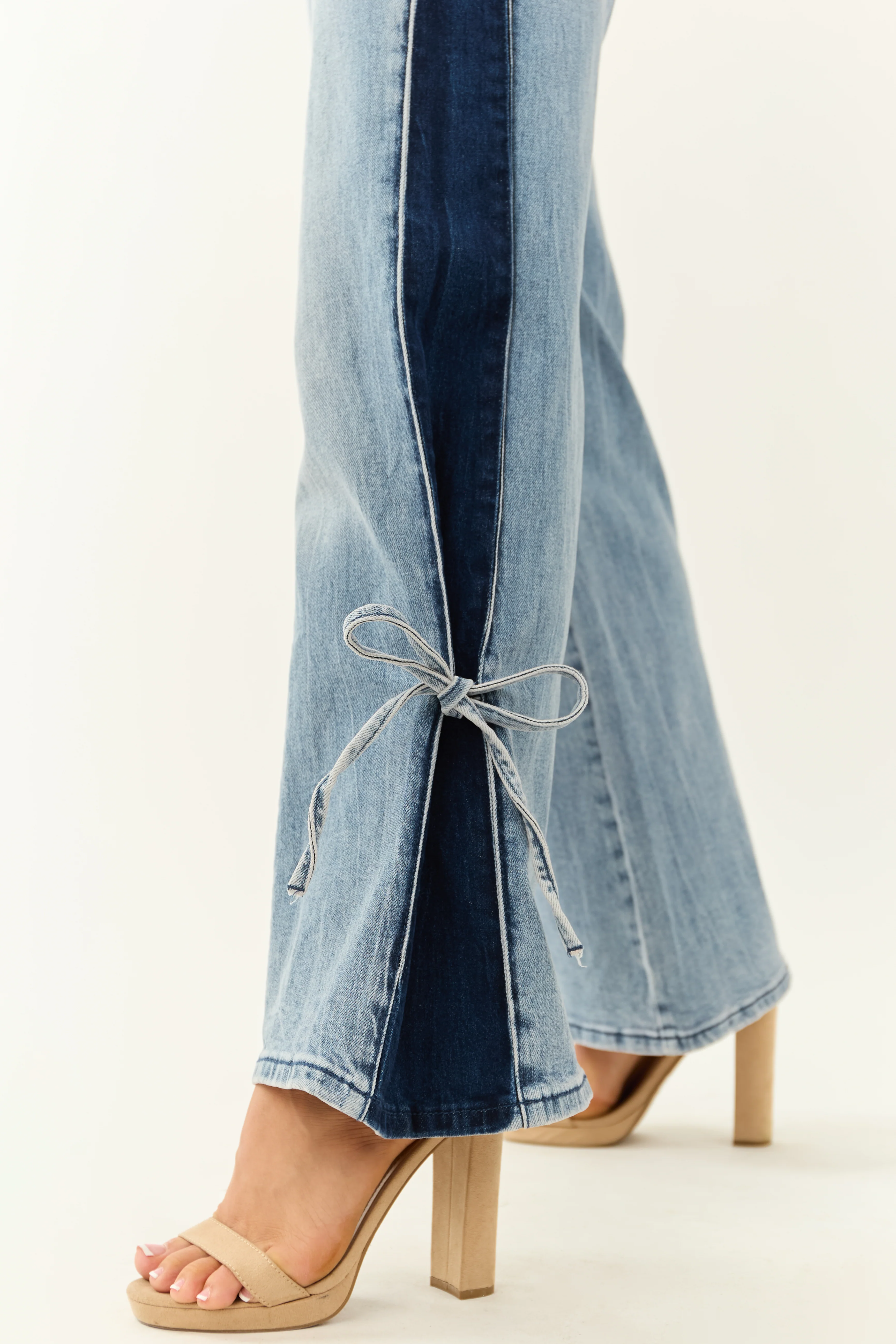 Saige Side Panel Tummy Control Wide Leg Jeans - Image 5