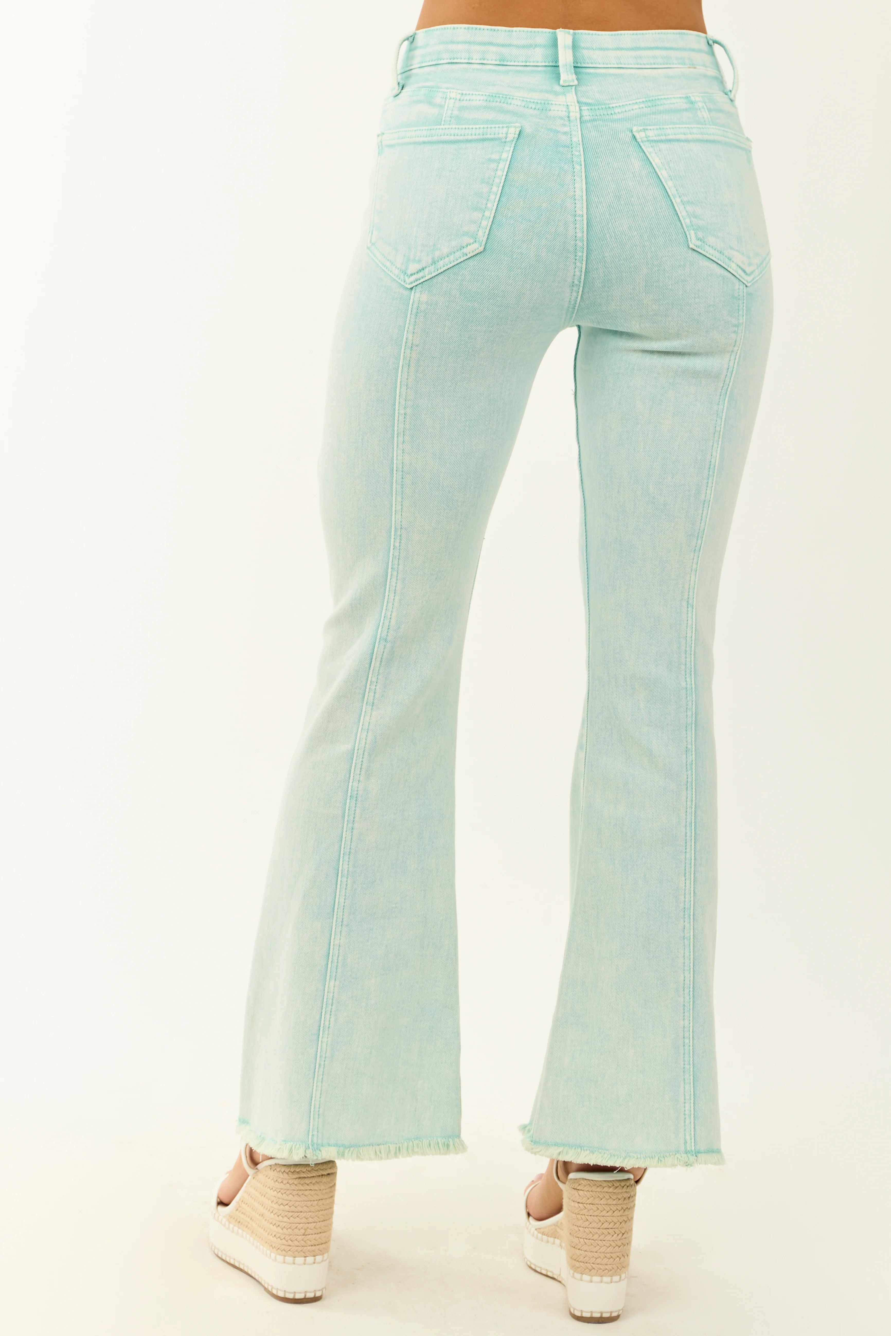 Saige Turquoise Tummy Control Stretchy Flare Jeans - Image 5