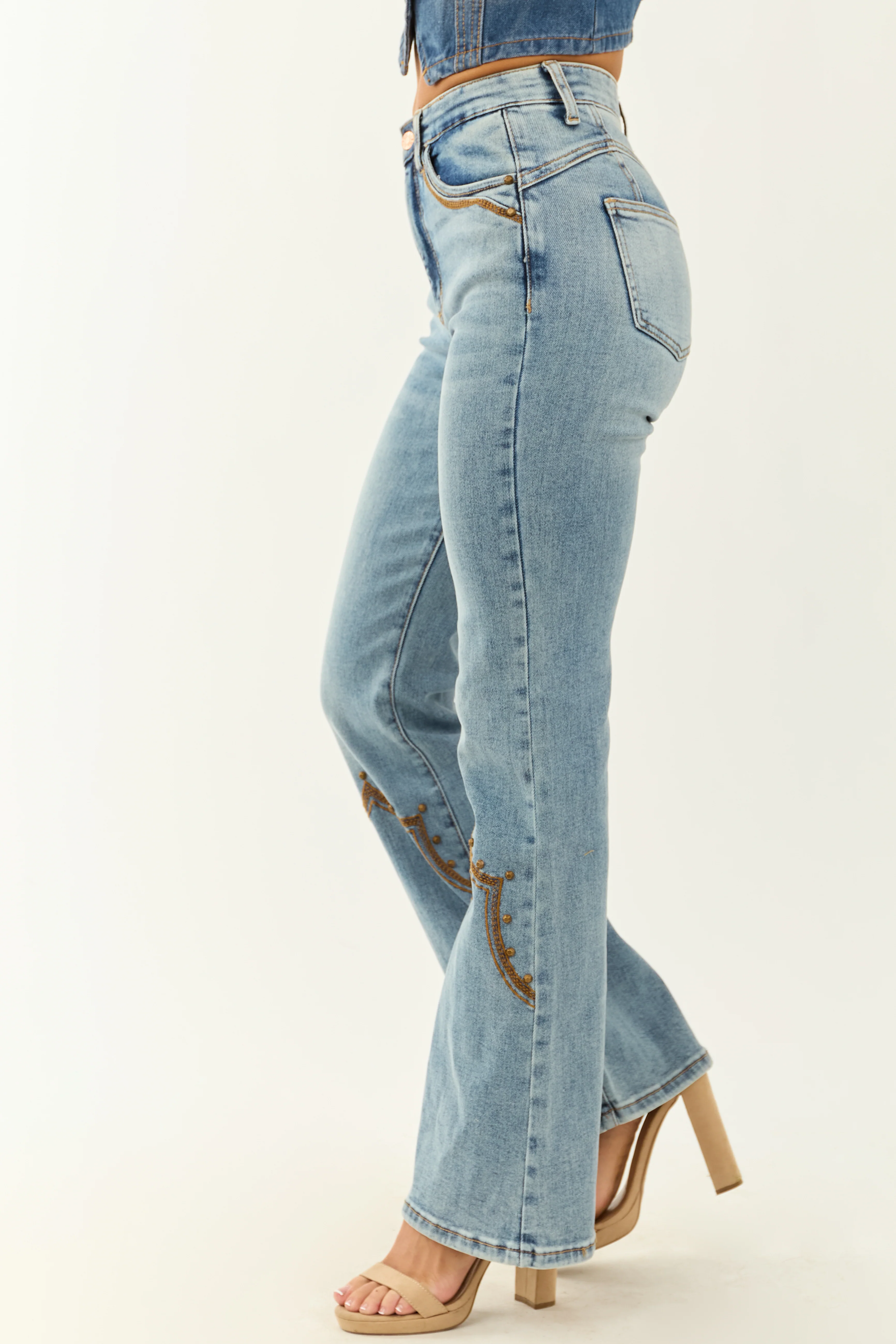 Saige Western Tummy Control Stretchy Flare Jeans - Image 5