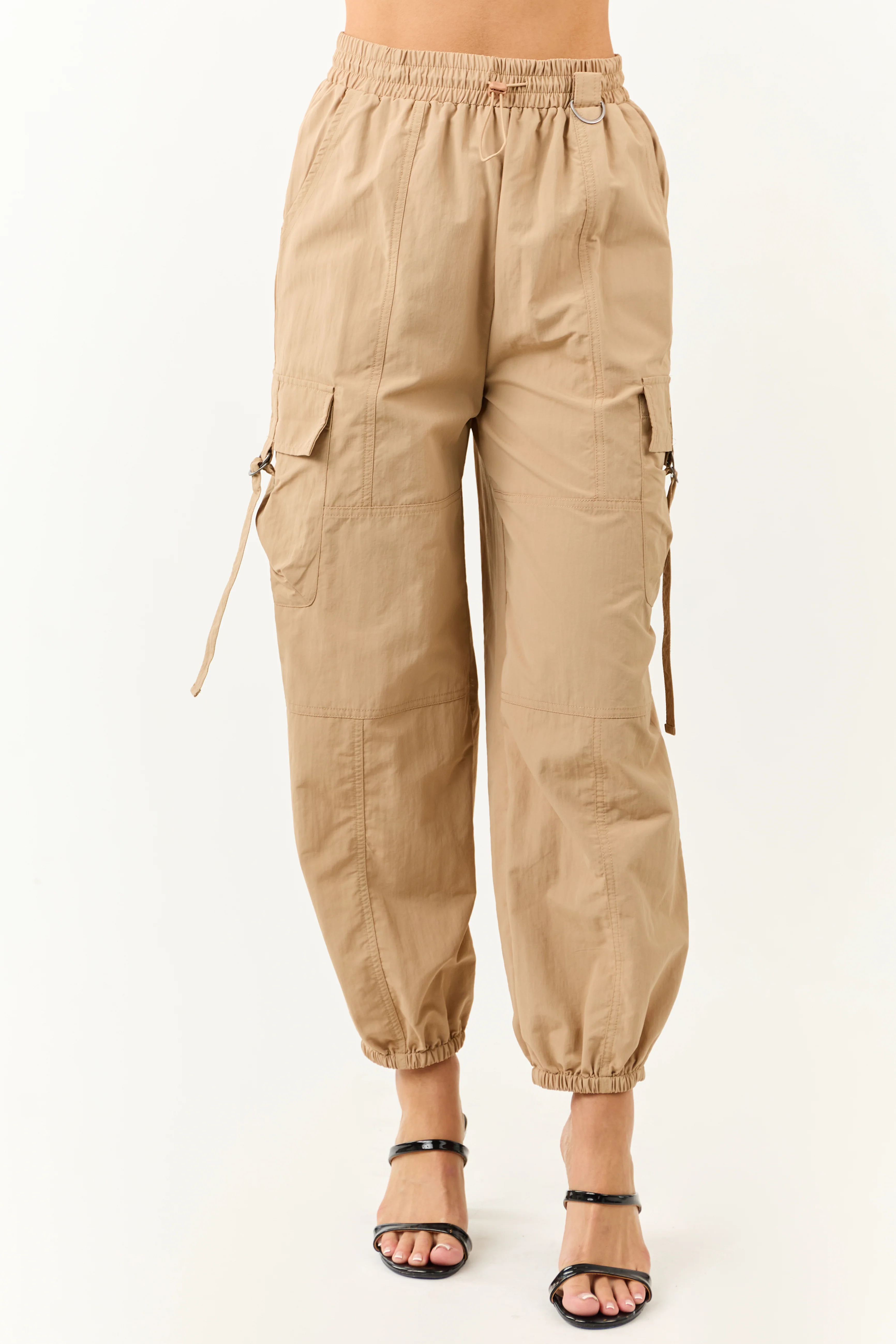 Sand Drawstring Waistband Cargo Jogger Pants - Image 2
