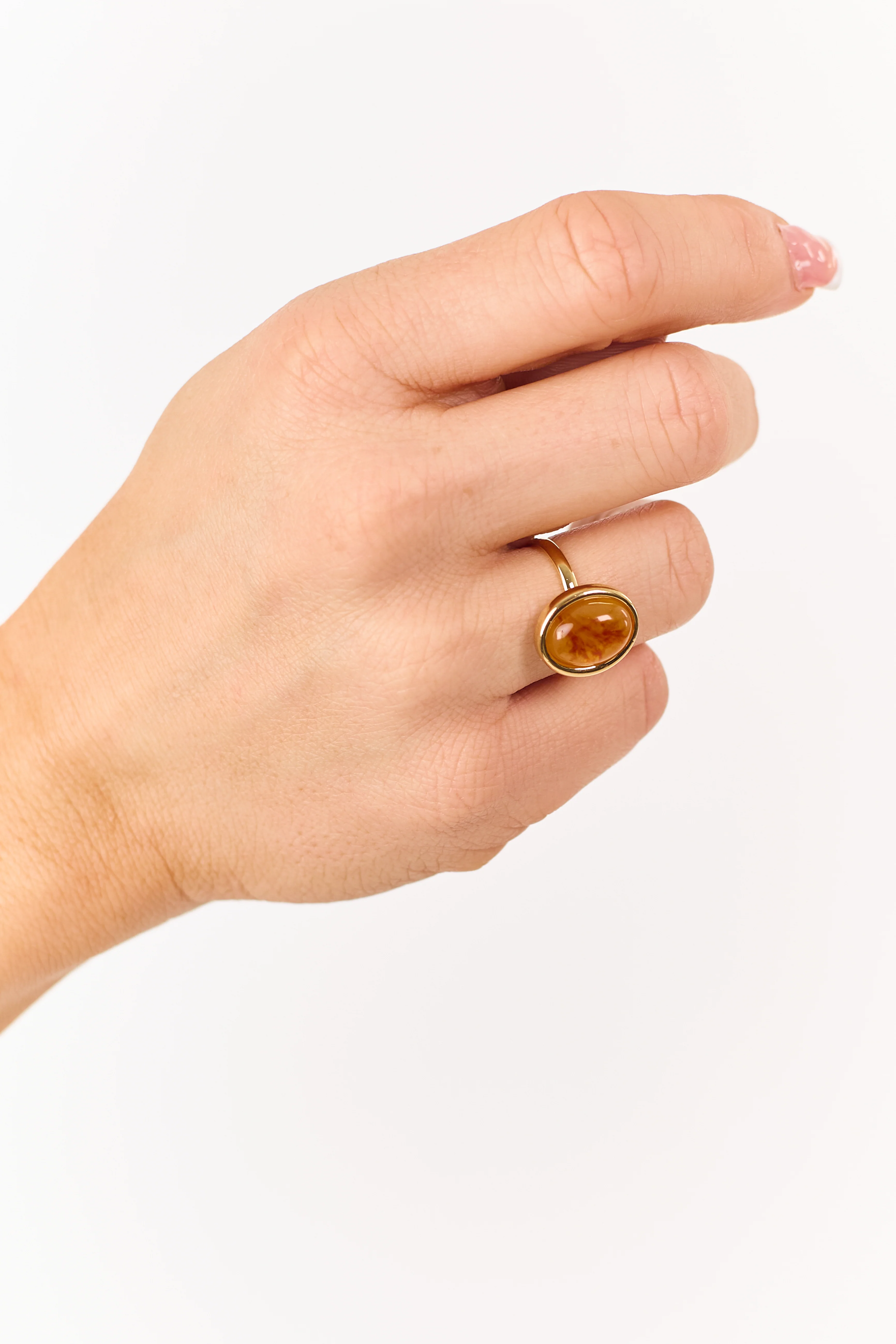 Sandstone Large Resin Oval Stone Ring - Image 2