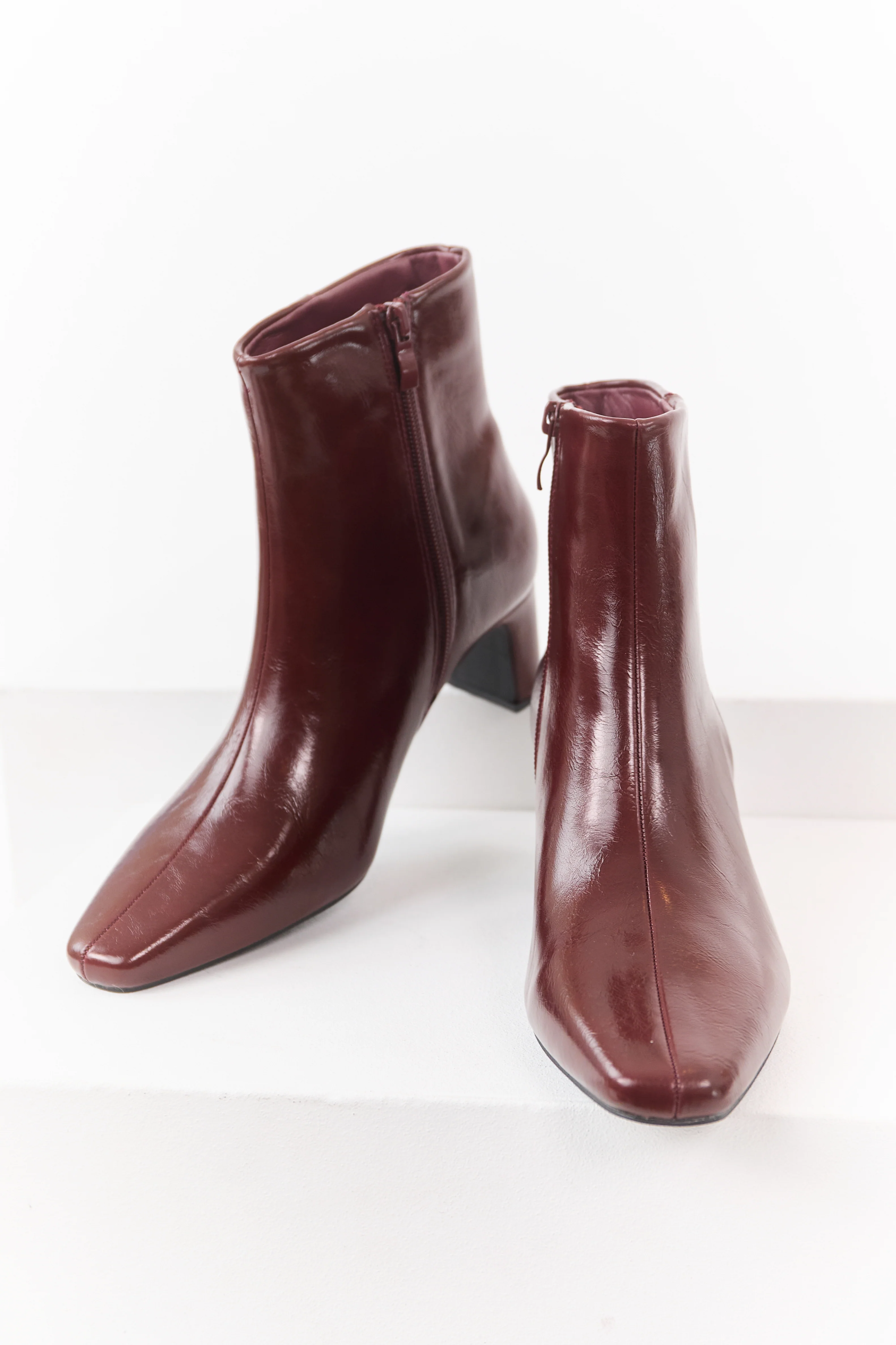 Sangria Faux Leather Pointed Toe Booties - Image 2