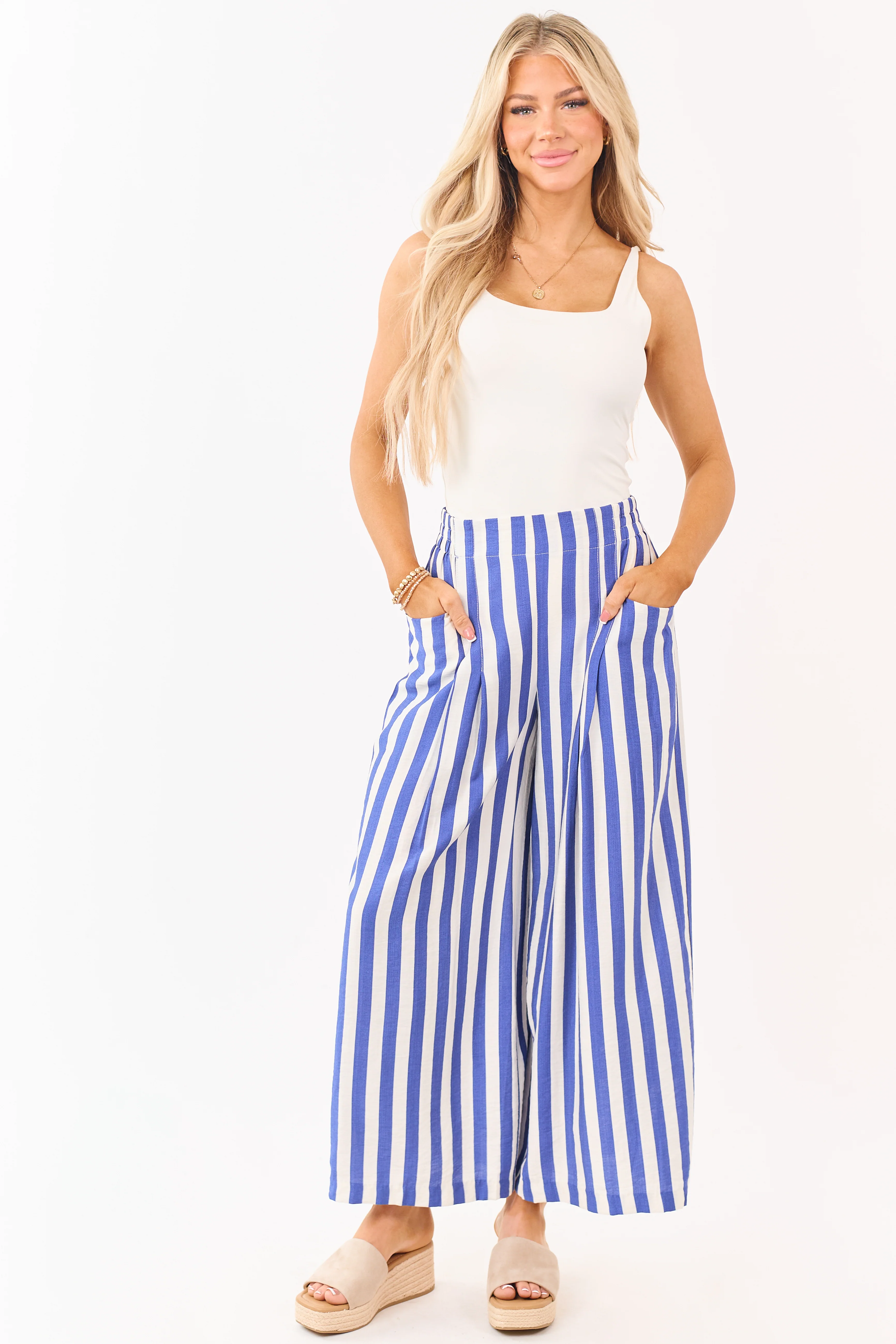Sapphire and Vanilla Striped Wide Leg Pants - Image 6