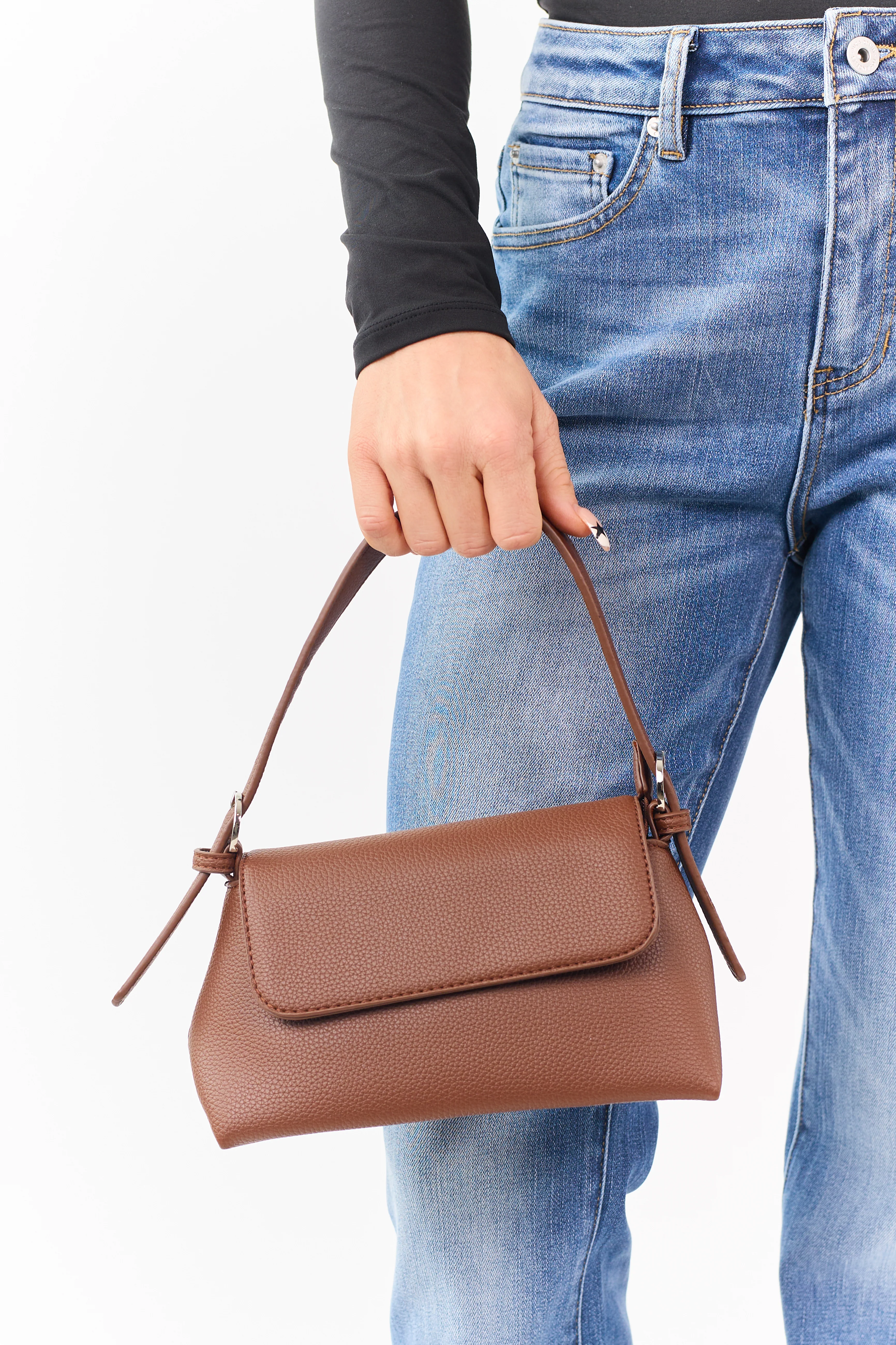 Sepia Faux Leather Adjustable Buckle Strap Handbag - Image 2