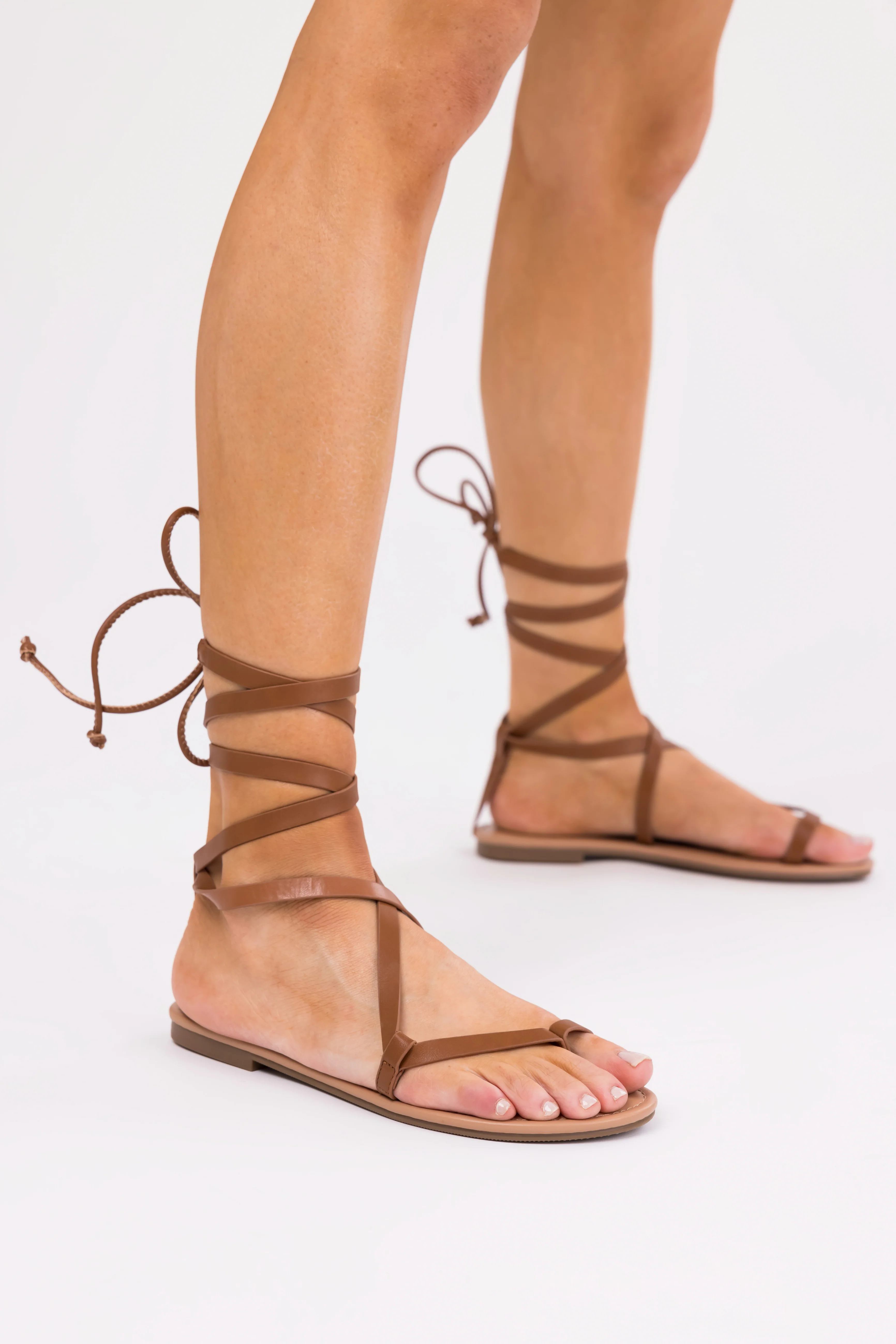 Sepia Strappy Open Toe Flat Sandal - Image 4