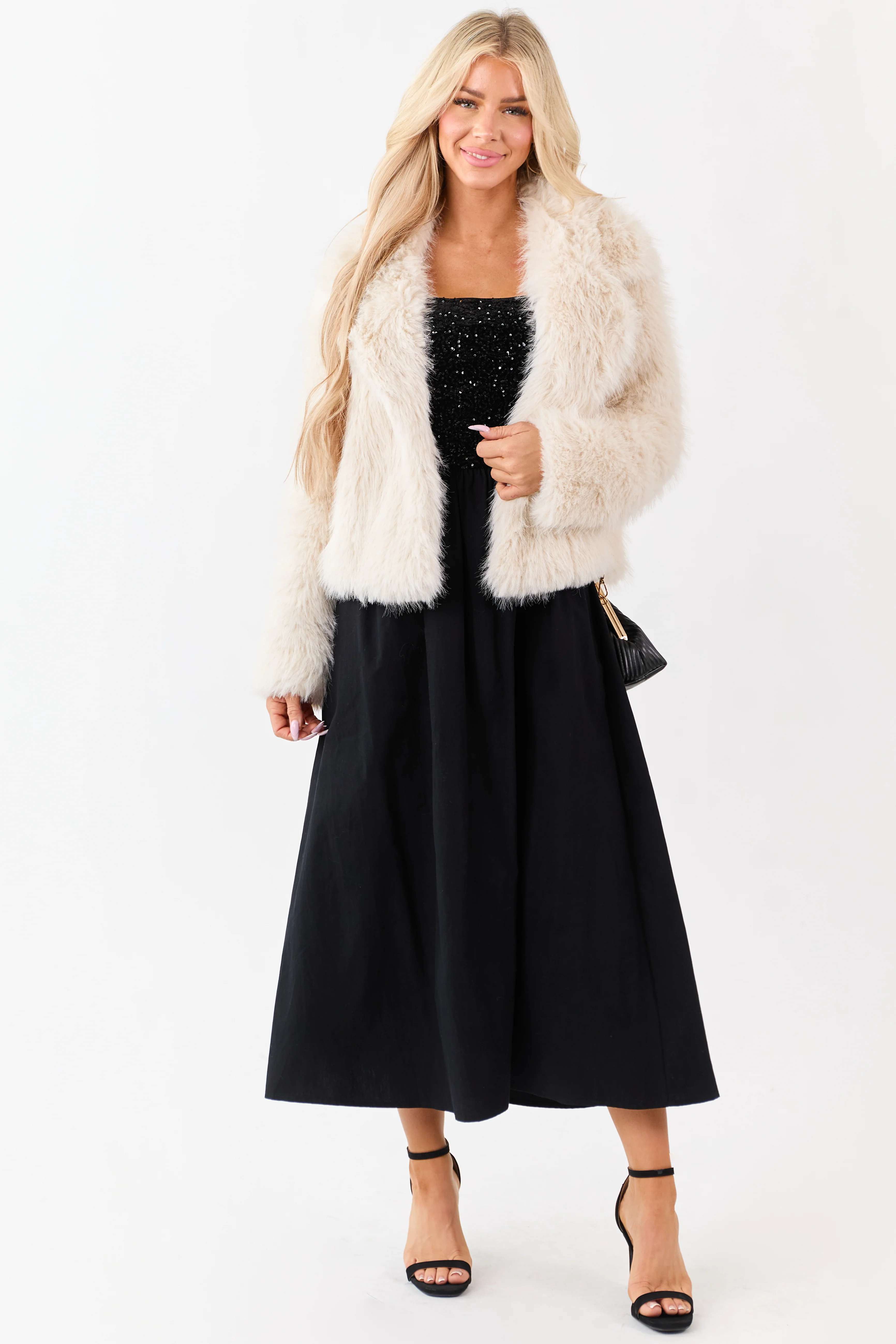 She+Sky Black Sequined Bodice Strapless Maxi Dress - Image 4