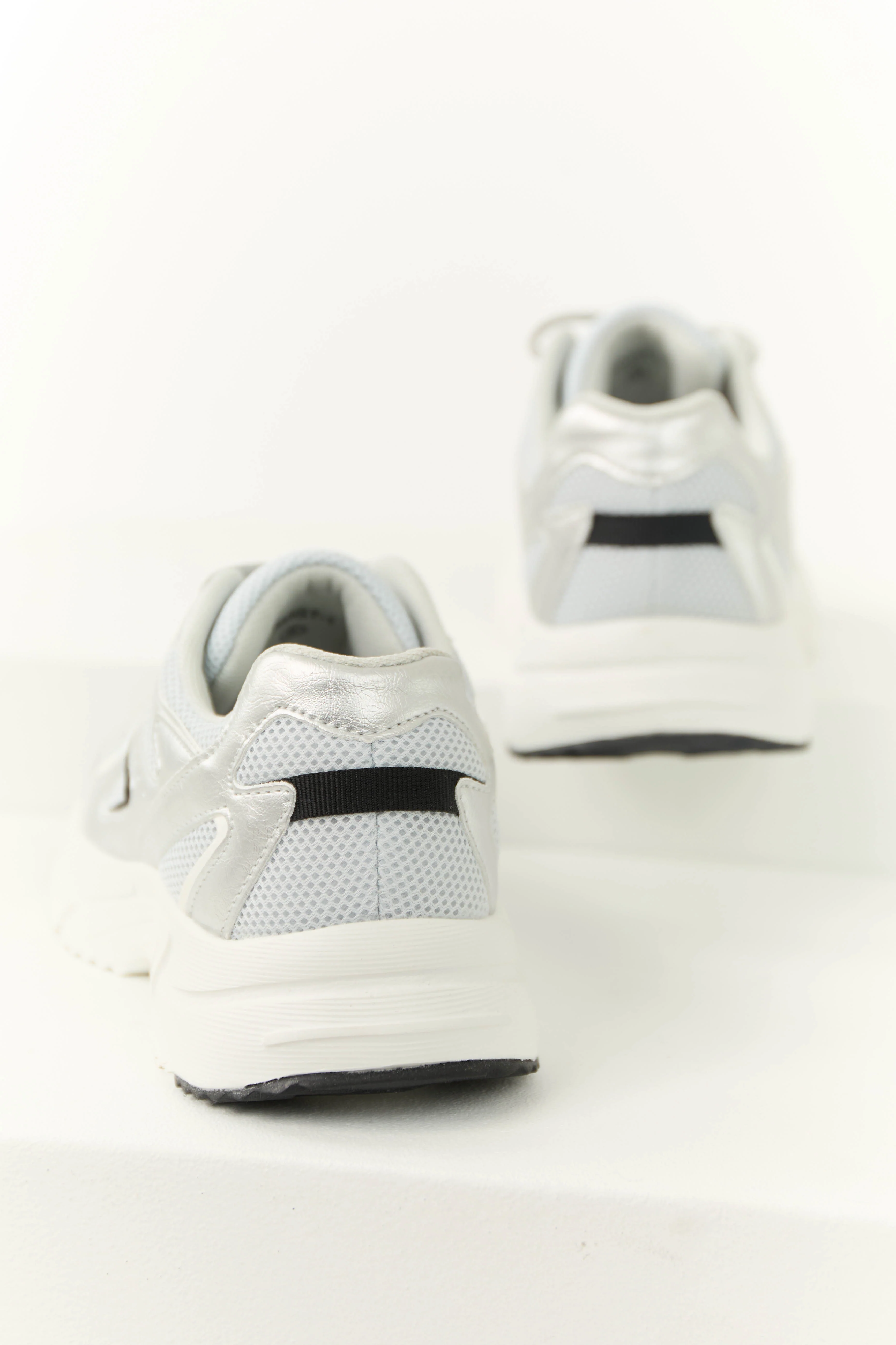 Silver Slip On Elastic Laces Sneakers - Image 3