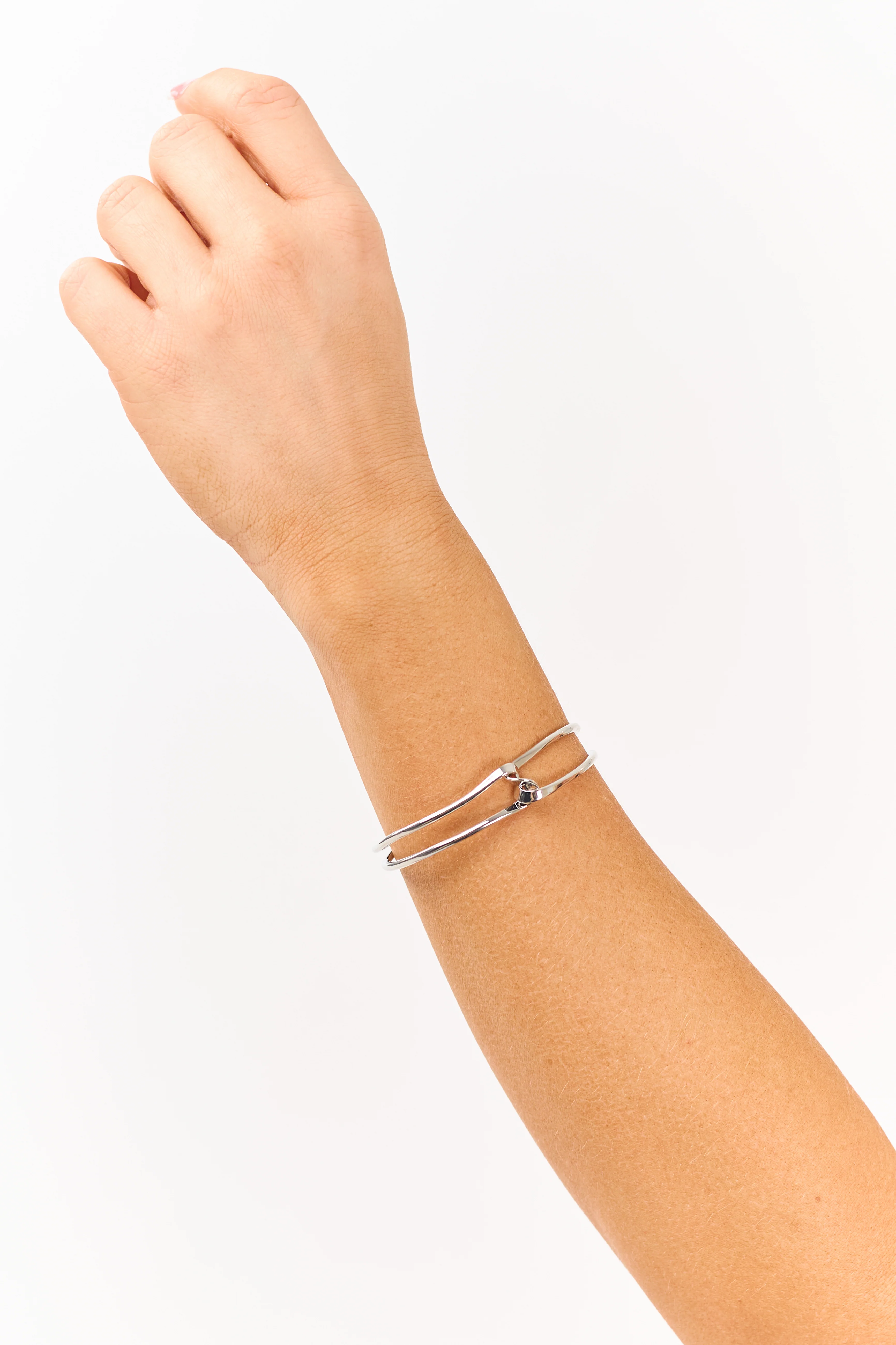 Silver Twist Wire Open Cuff Bracelet - Image 2