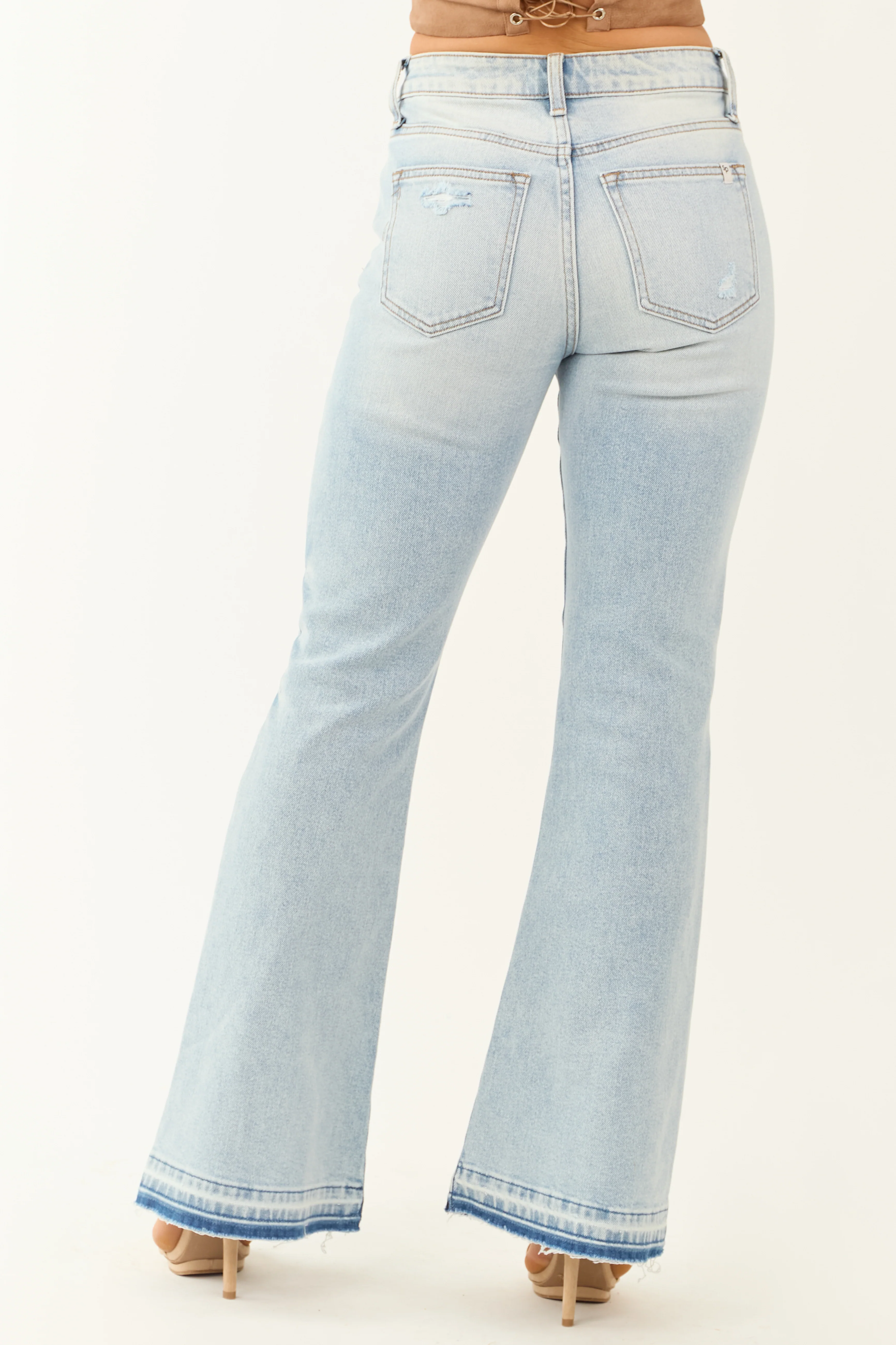 Sneak Peek Light Wash Flare Leg Stretchy Jeans - Image 5