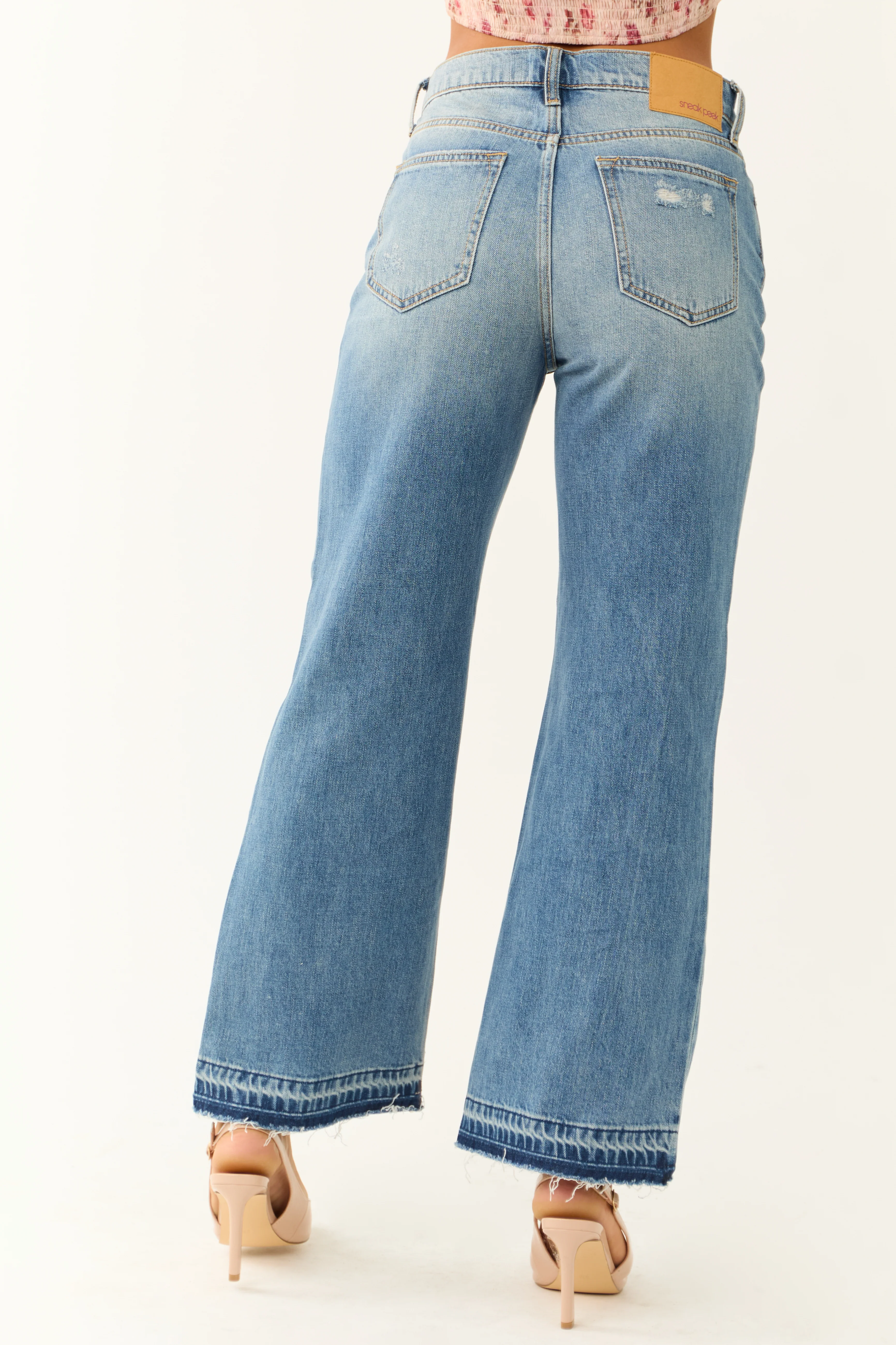 Sneak Peek Medium Wash Distressed Hem Jeans - Image 4