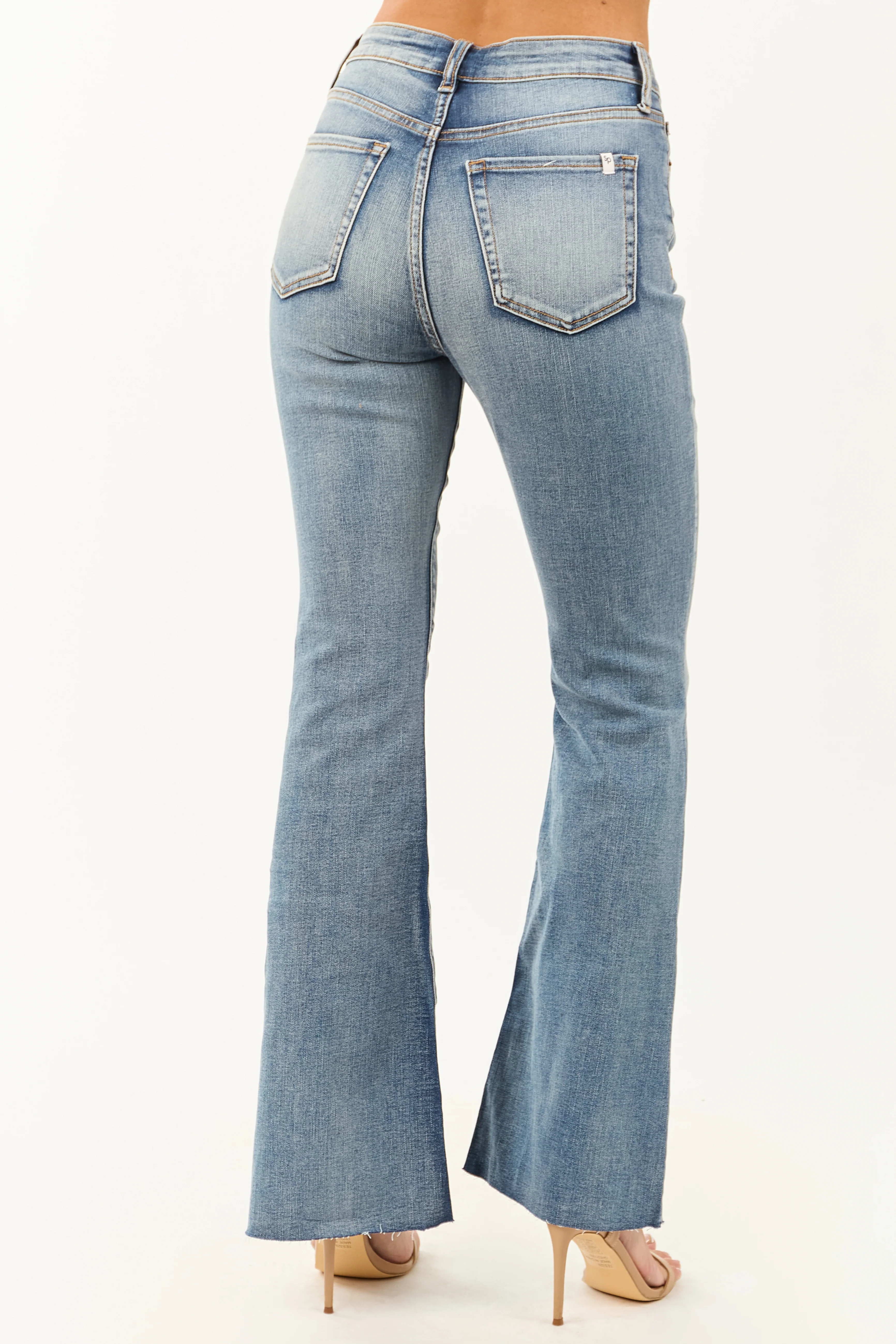 Sneak Peek Medium Wash Stretchy Flare Jeans - Image 7