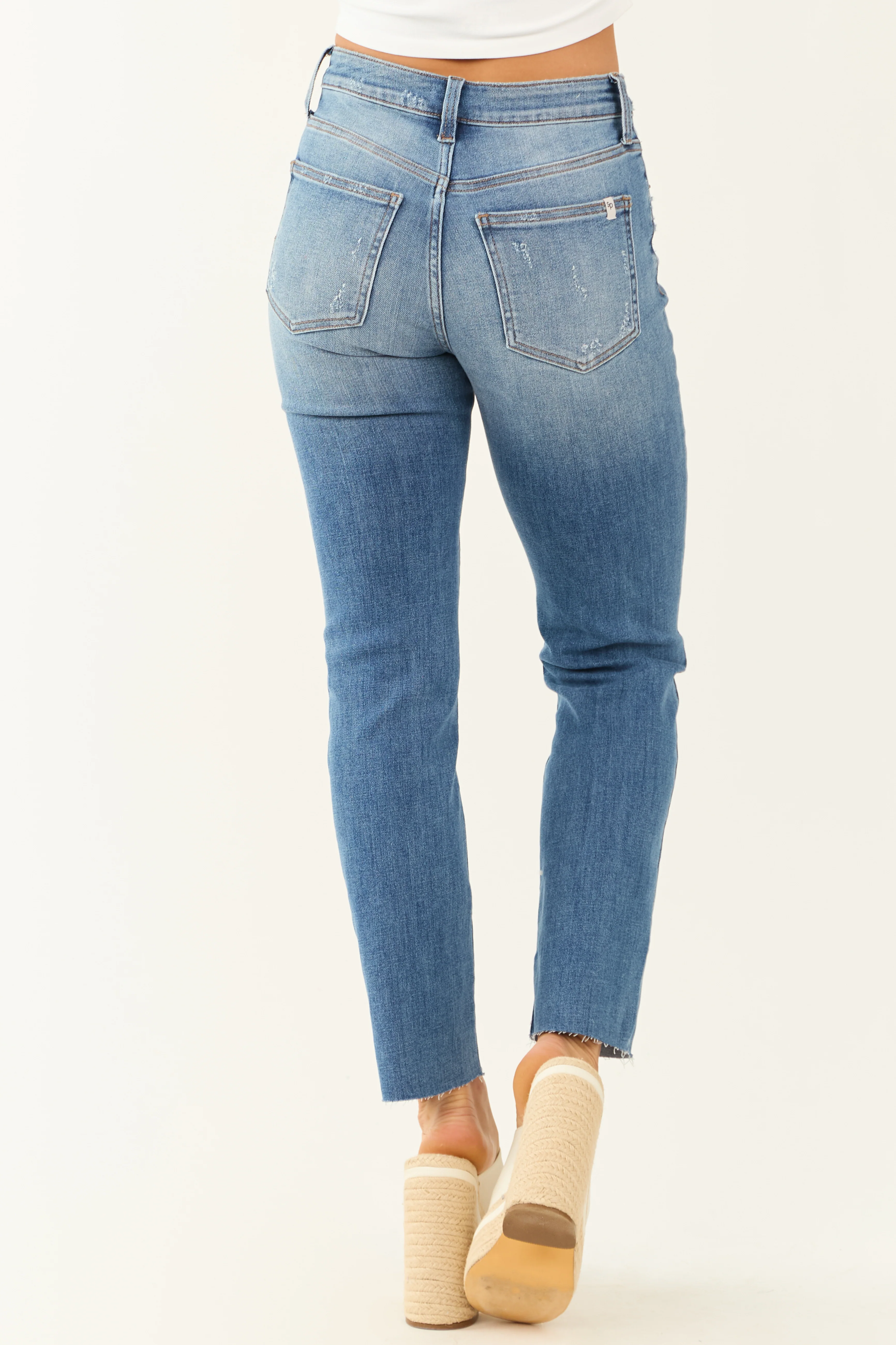 Sneak Peek Medium Wash Stretchy Straight Jeans - Image 4