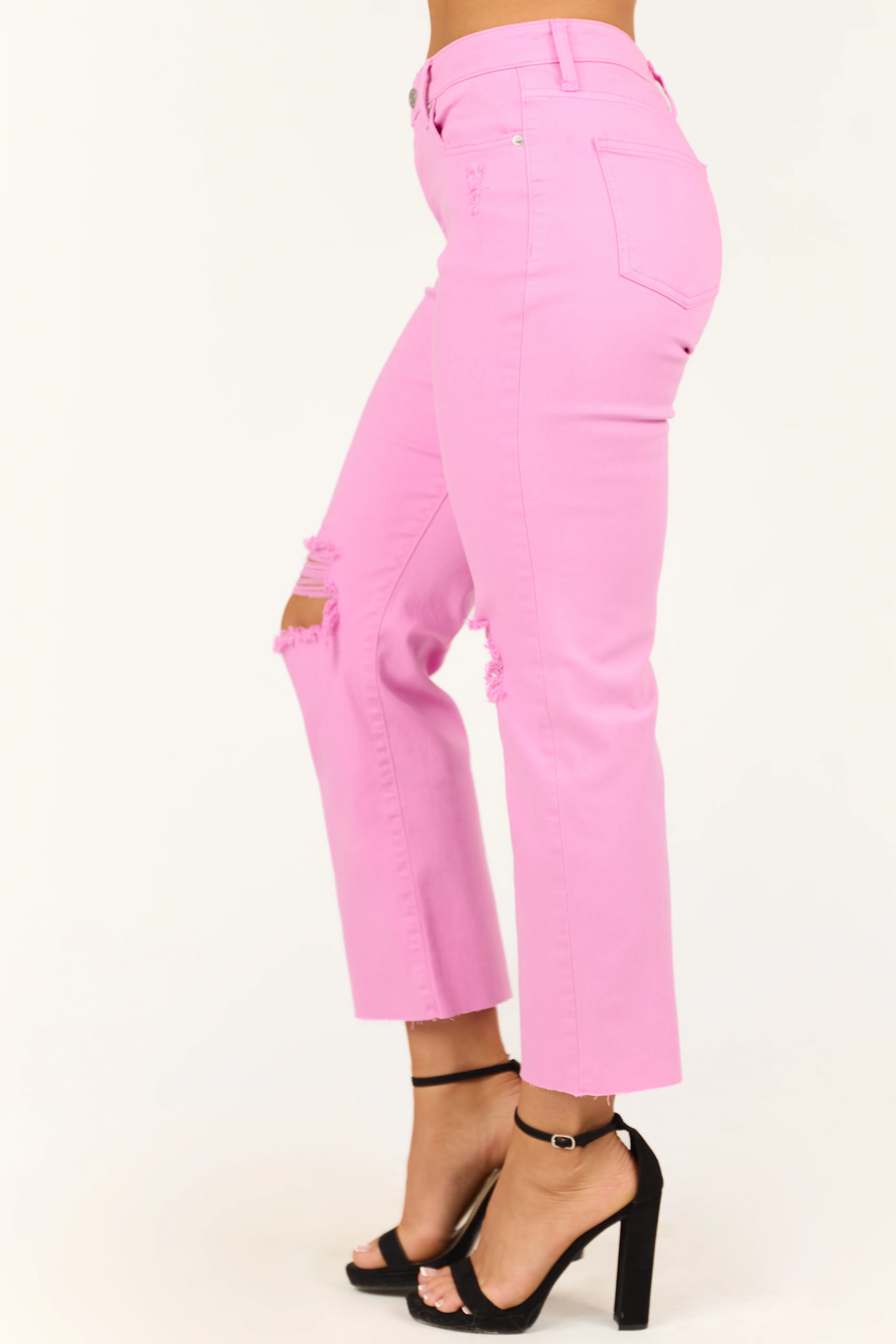 Sneak Peek Orchid High Rise Distressed Cropped Jeans - Image 3