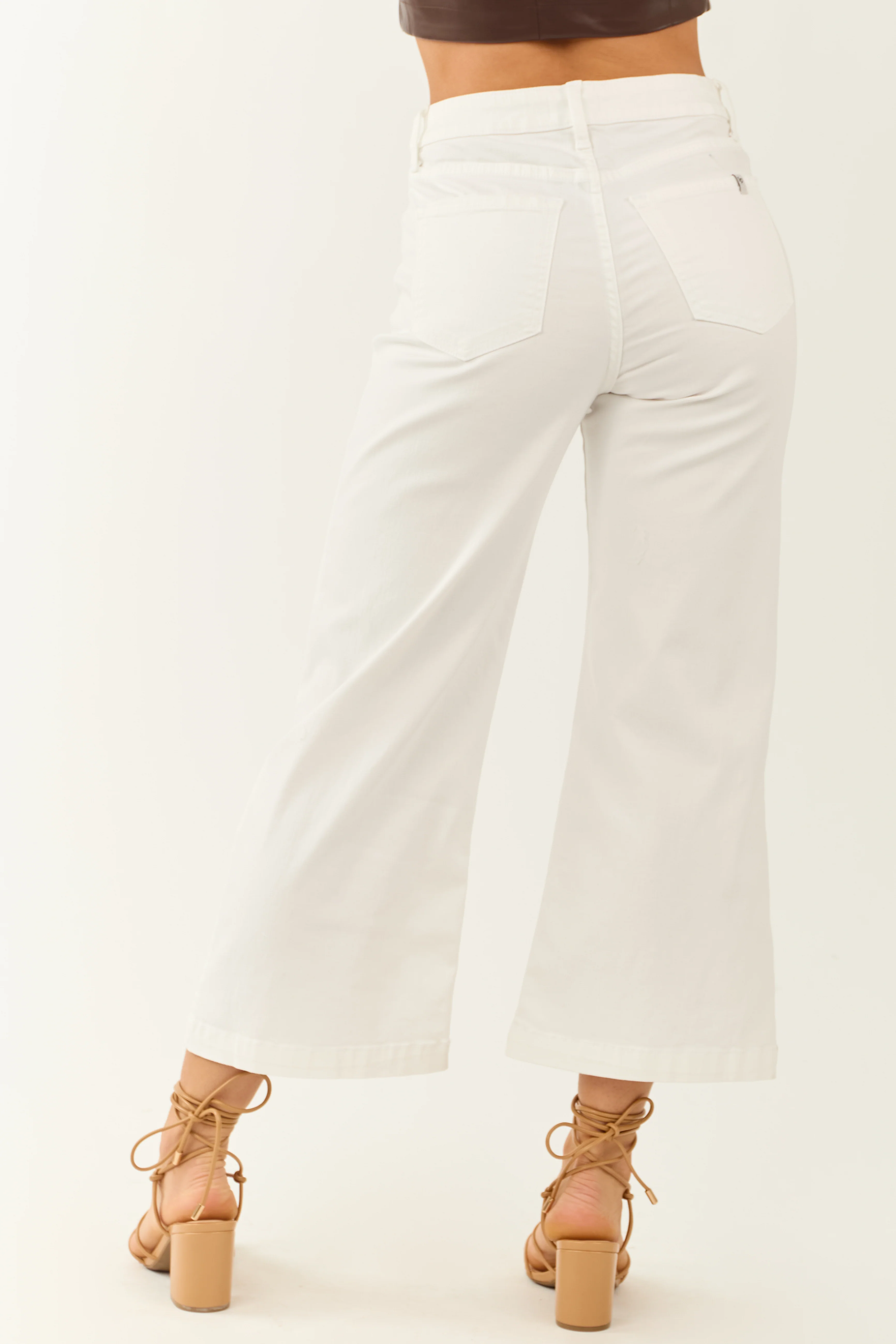 Sneak Peek White High Rise Stretchy Wide Leg Jeans - Image 4