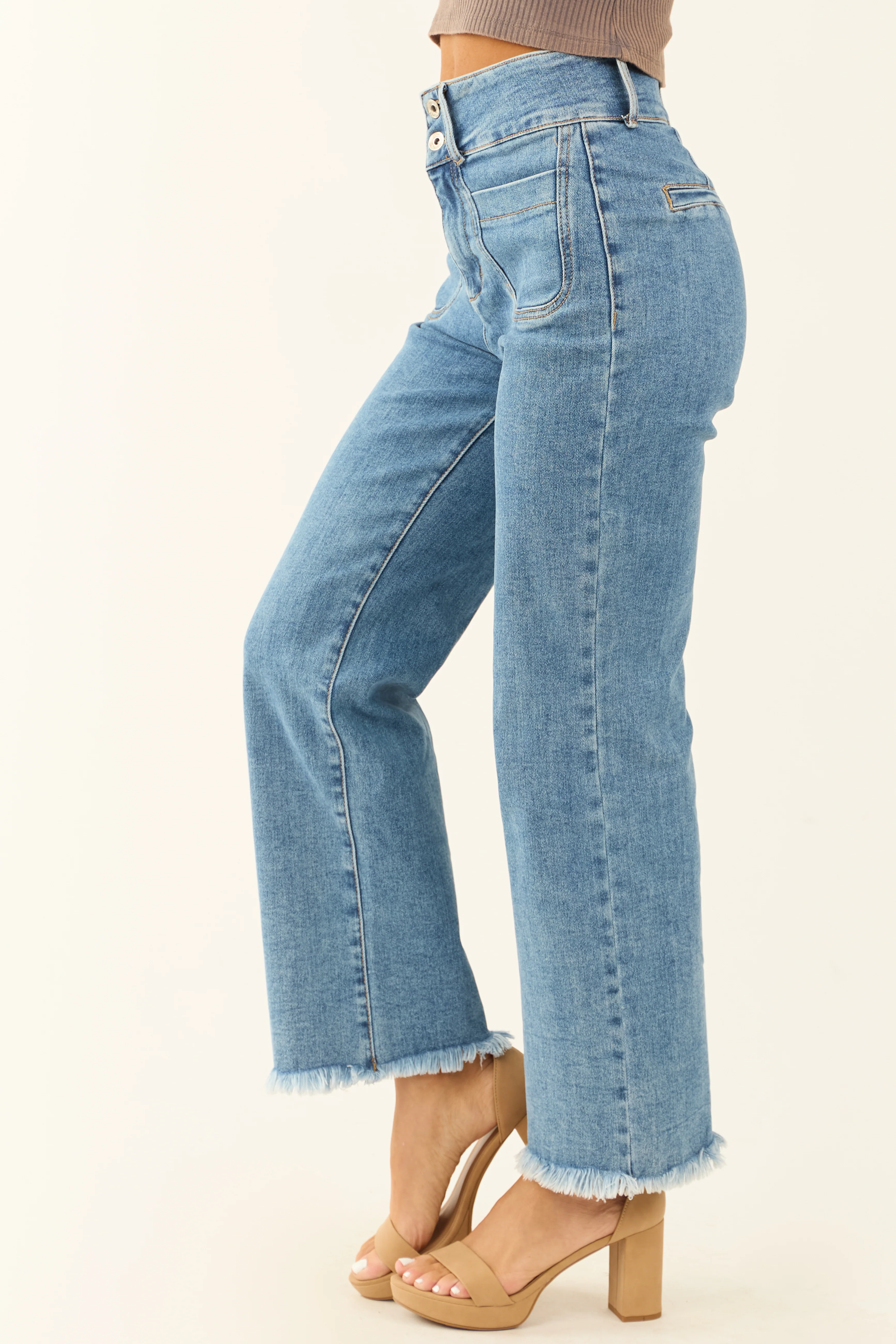 Special A High Rise Medium Wash Bootcut Ankle Jeans - Image 4