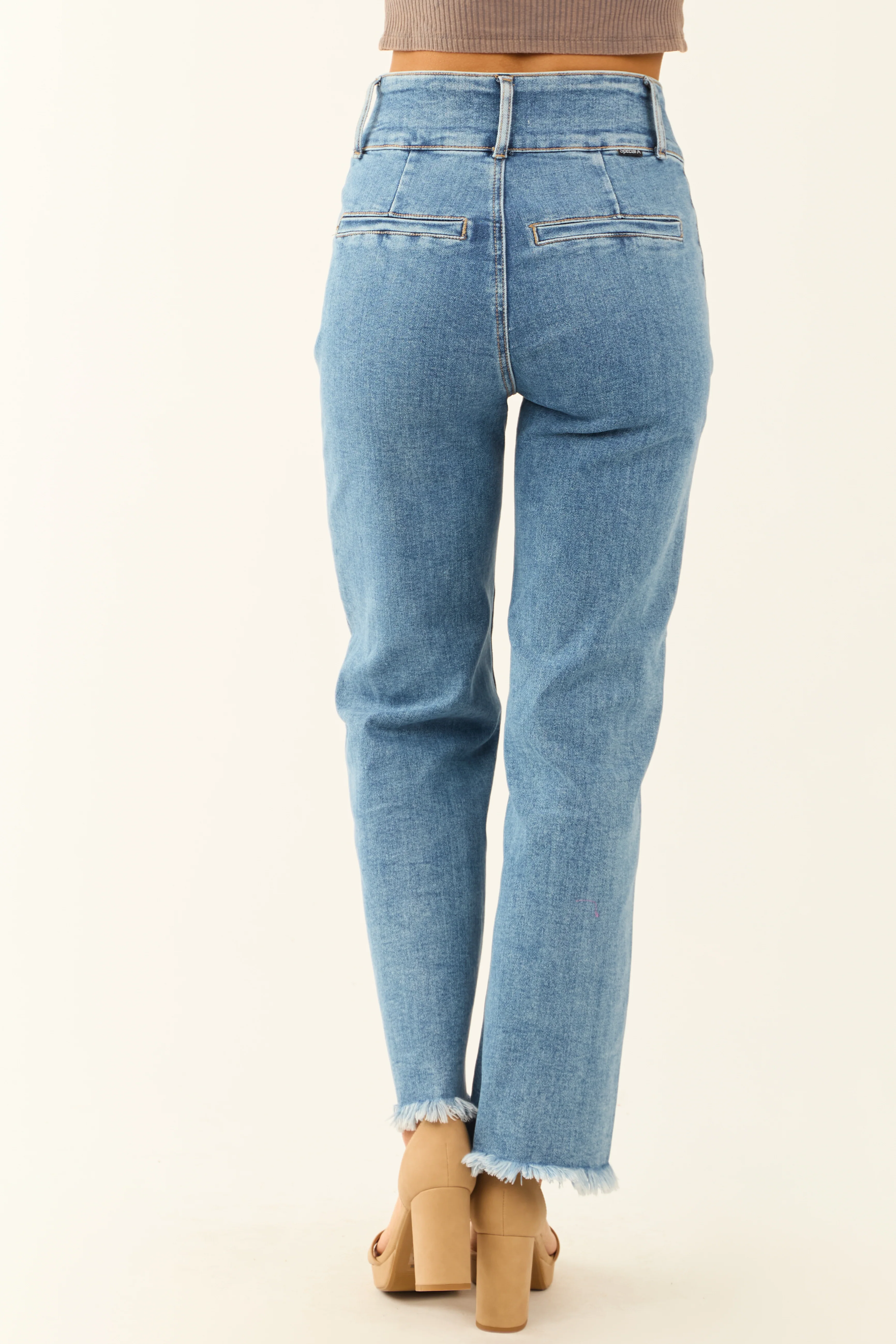 Special A High Rise Medium Wash Bootcut Ankle Jeans - Image 5
