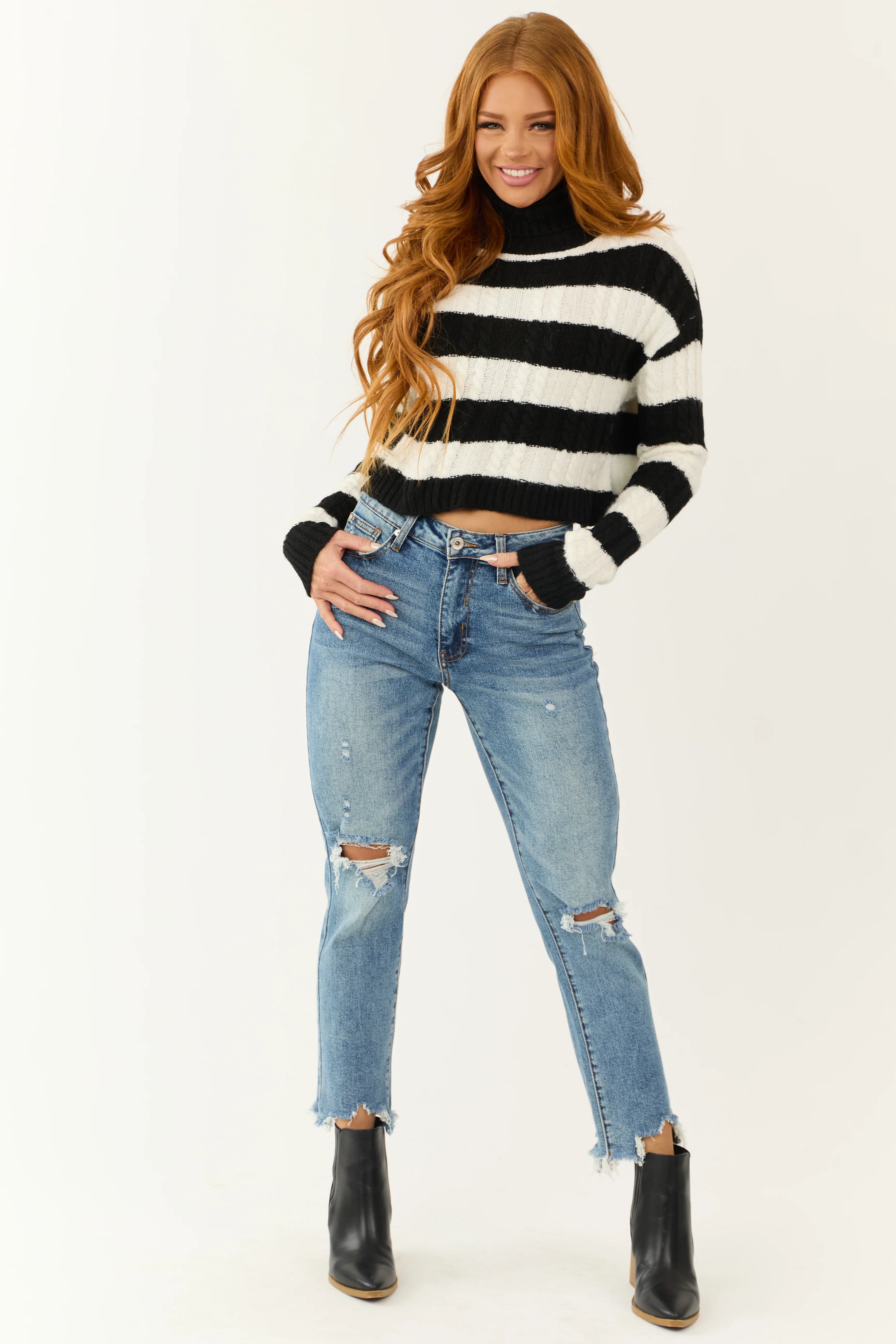 Special A Medium Wash Straight Leg Tummy Control Jeans - Image 2
