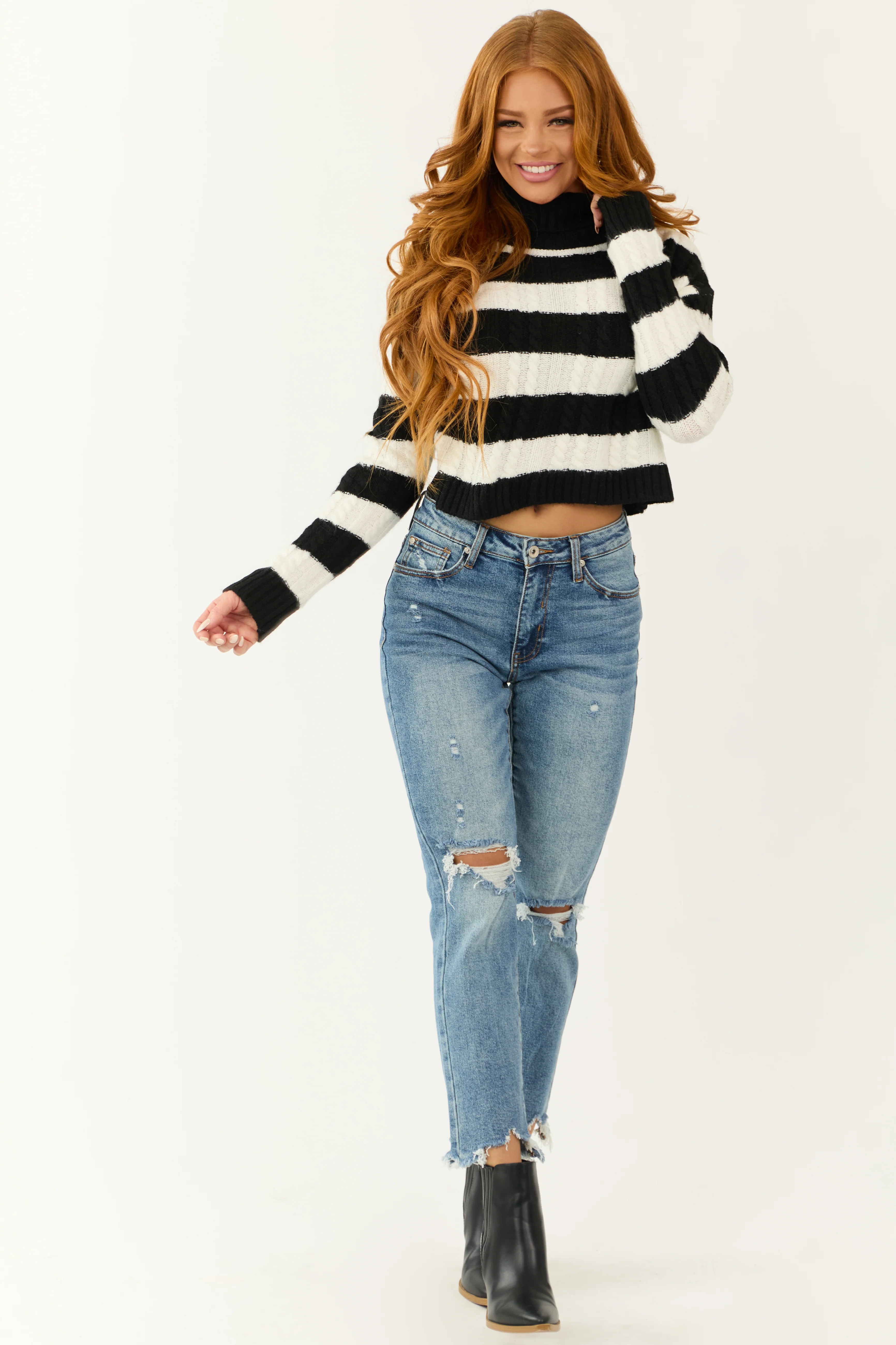 Special A Medium Wash Straight Leg Tummy Control Jeans - Image 5