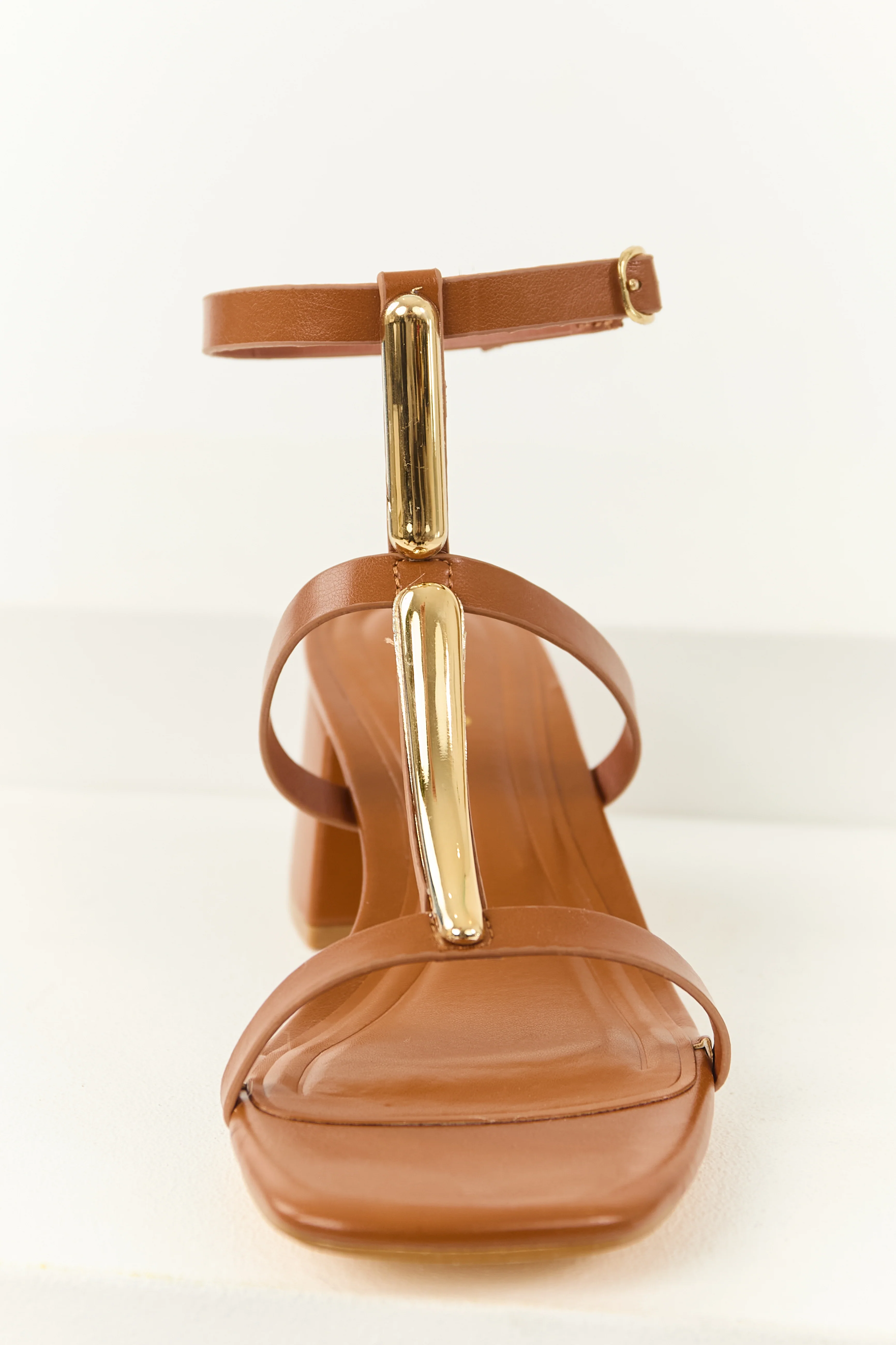 Spice T Strap Gold Accent Block Heels - Image 3