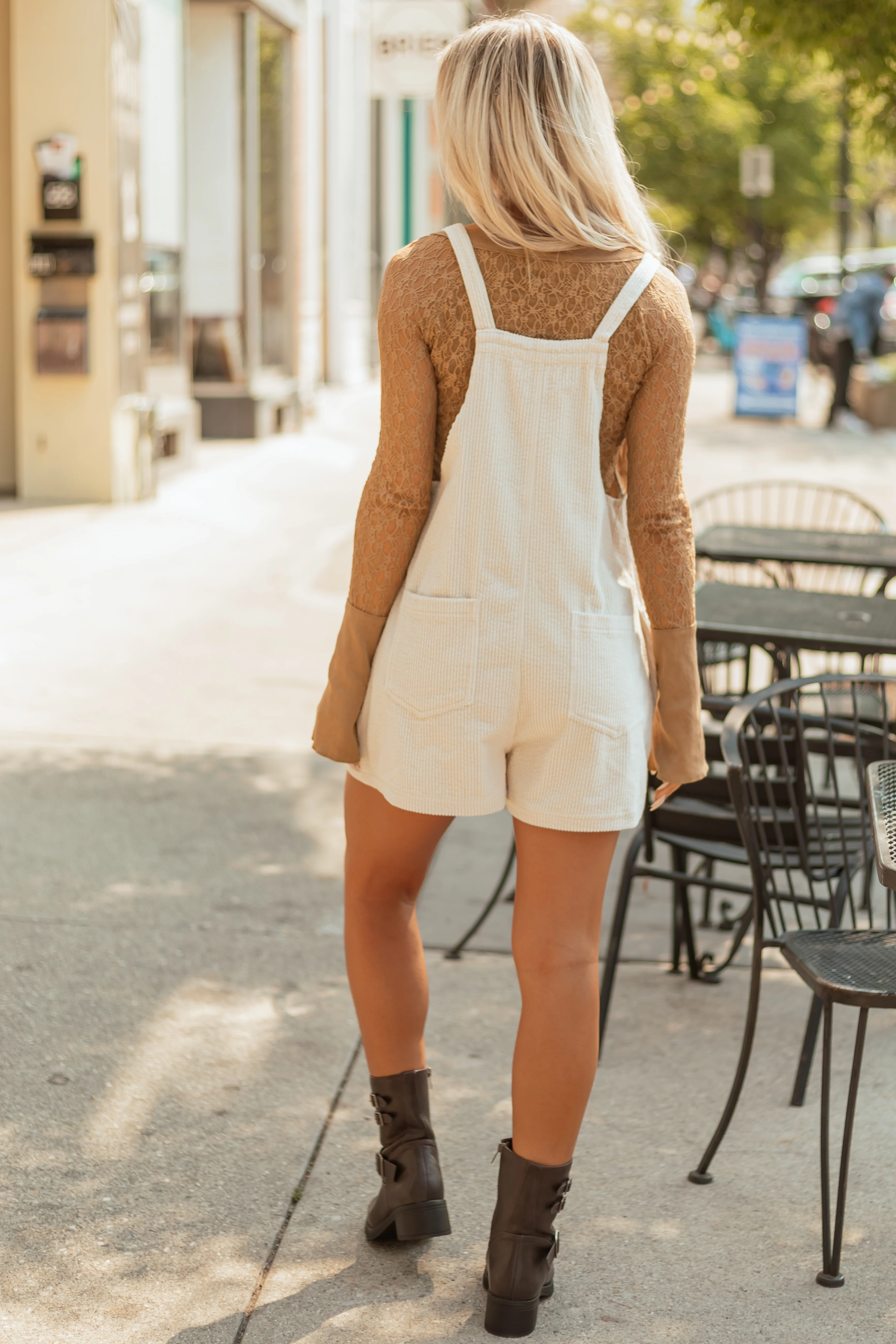 Vanilla Corduroy Relaxed Overalls Style Romper - Image 5