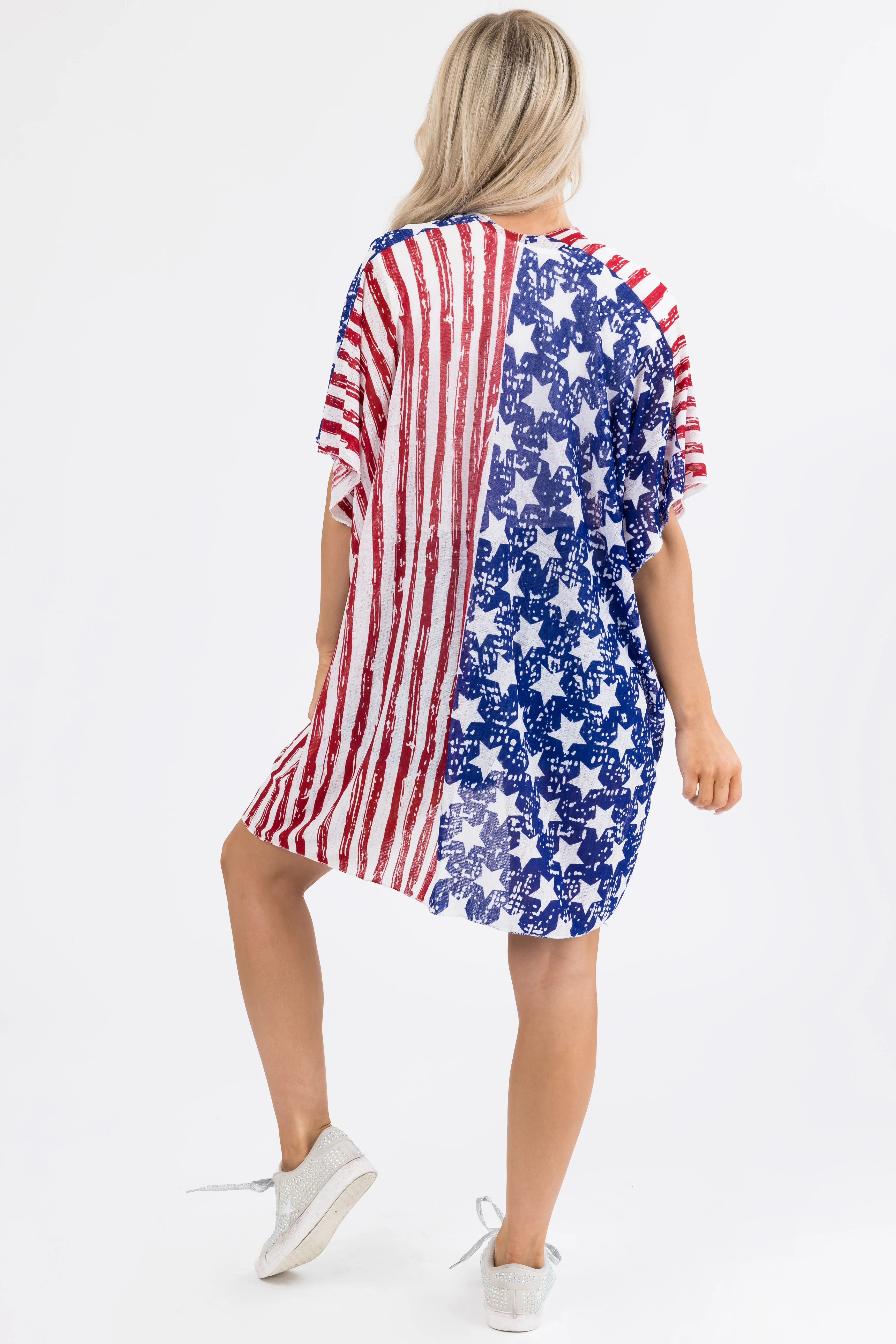 Vanilla Stars and Stripes Print Knit Kimono - Image 7